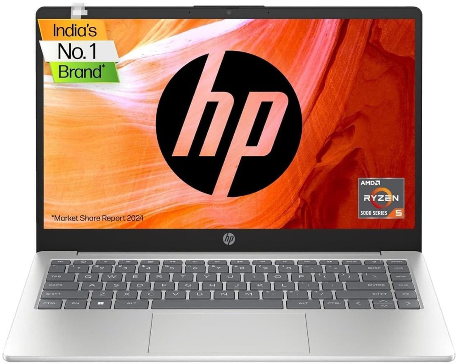 HP AMD Ryzen 5 Quad Core - (8 GB/512 GB SSD/Windows 11 Home) 14-em0026AU Thin and Light Laptop (14 inch, Natural Silver, With MS Office)