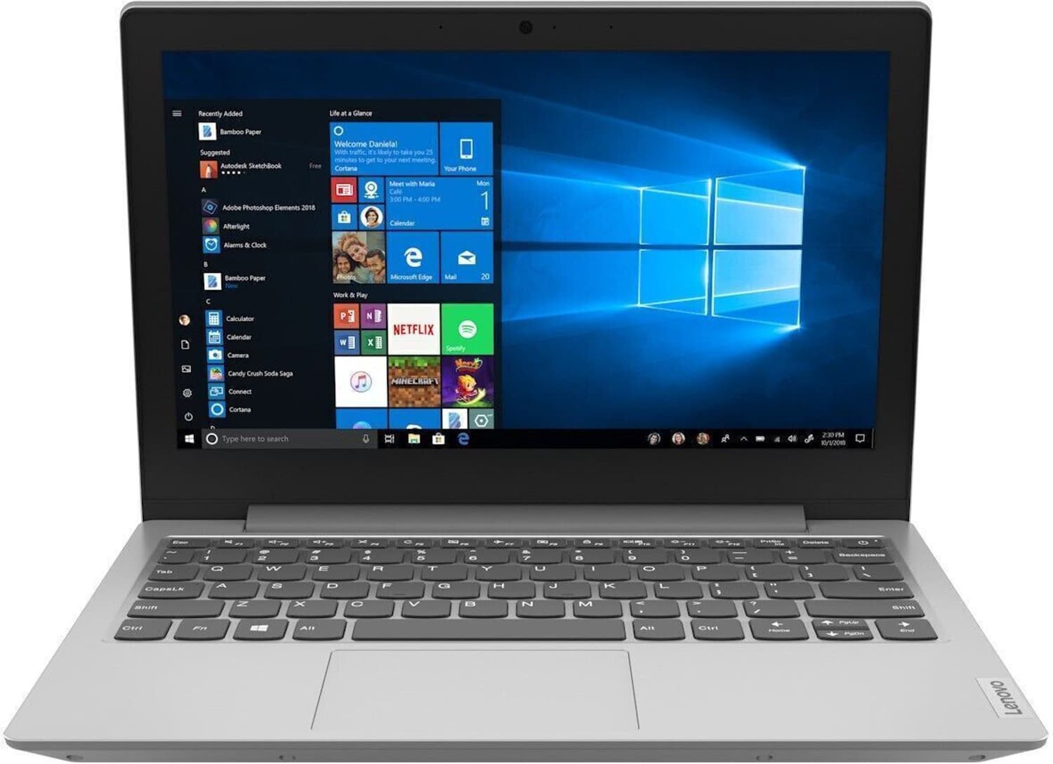 Lenovo IdeaPad 1 Celeron Dual Core - (4 GB/256 GB SSD/Windows 11 Home) 11IGL05 Thin and Light Laptop (11.6 Inch, Platinum Grey, With MS Office)
