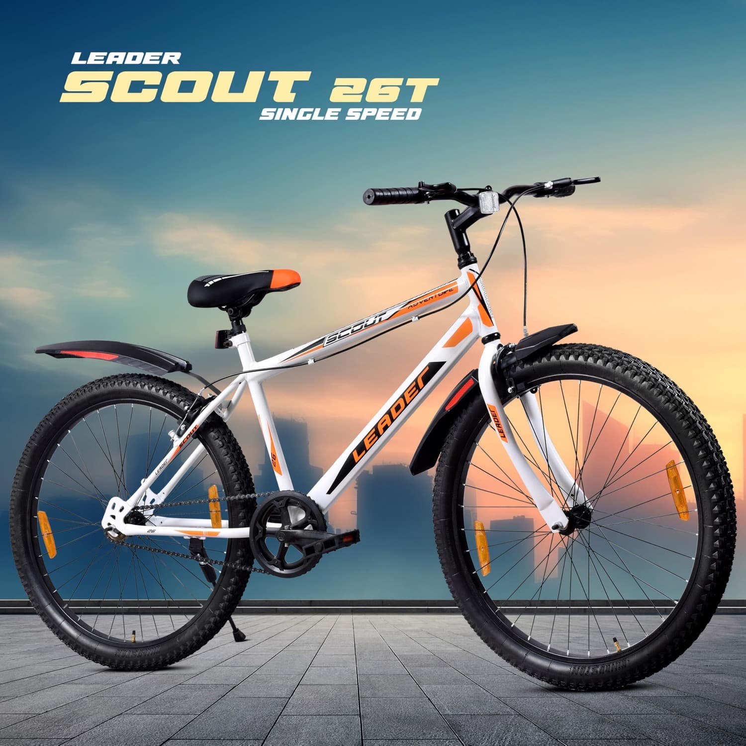 LEADER Scout MTB 26T Mountain Bicycle without Gear Single Speed for Men - White 26 T Mountain Cycle