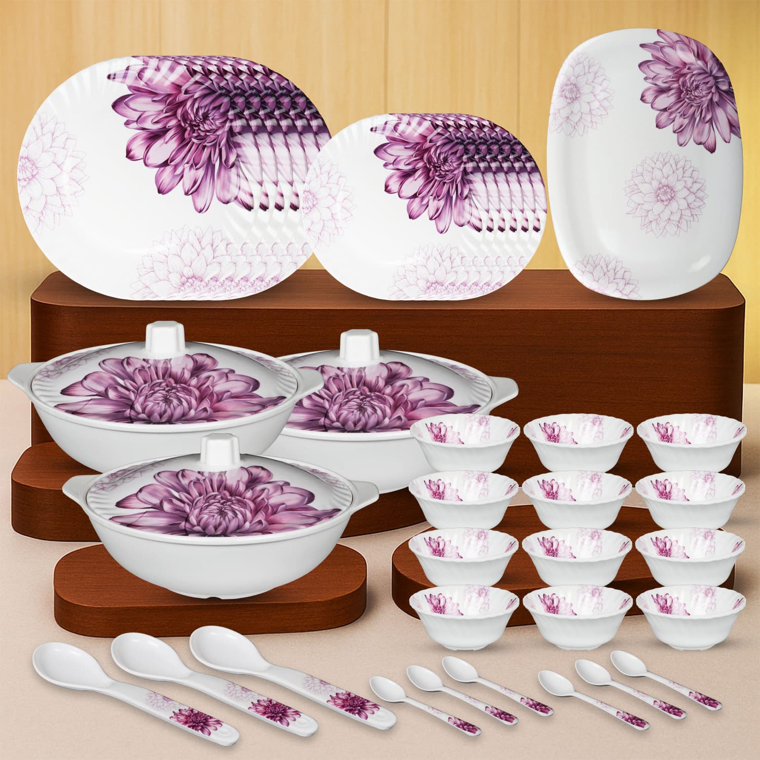 Sigri-wala Pack of 40 Melamin Dinner Set
