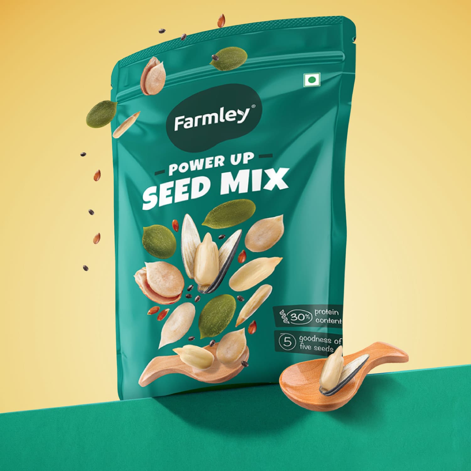 Farmley Seed Mix Protein Rich Snacks | 5 Super Seeds in 1 Mix | Chia Seeds, Pumpkin Seeds, Watermelon Seeds, Brown Flax Seeds, Sunflower Seeds