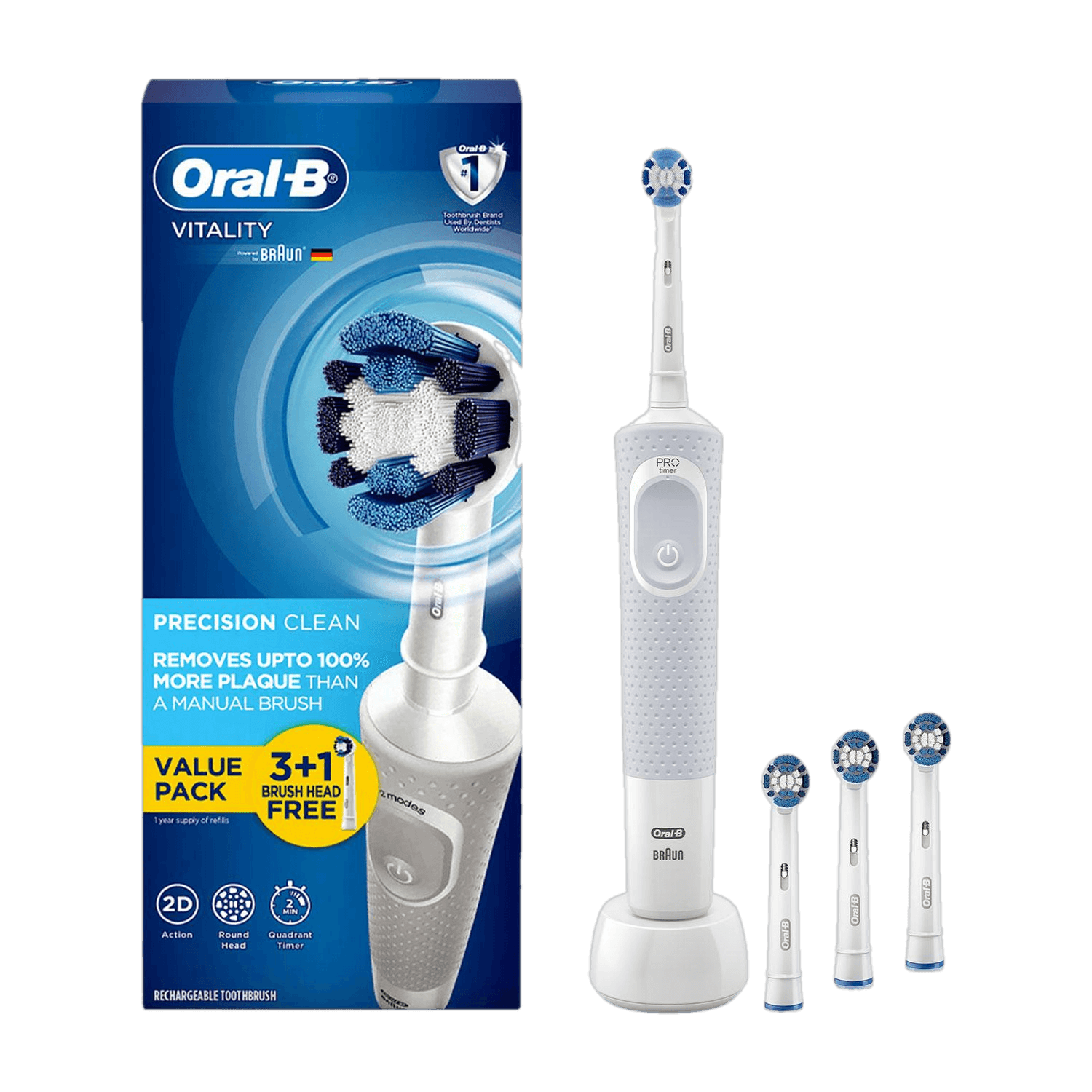 Oral-B Vitality Criss Cross Electric Rechargeable Toothbrush with 3+1 Free refill Electric Toothbrush