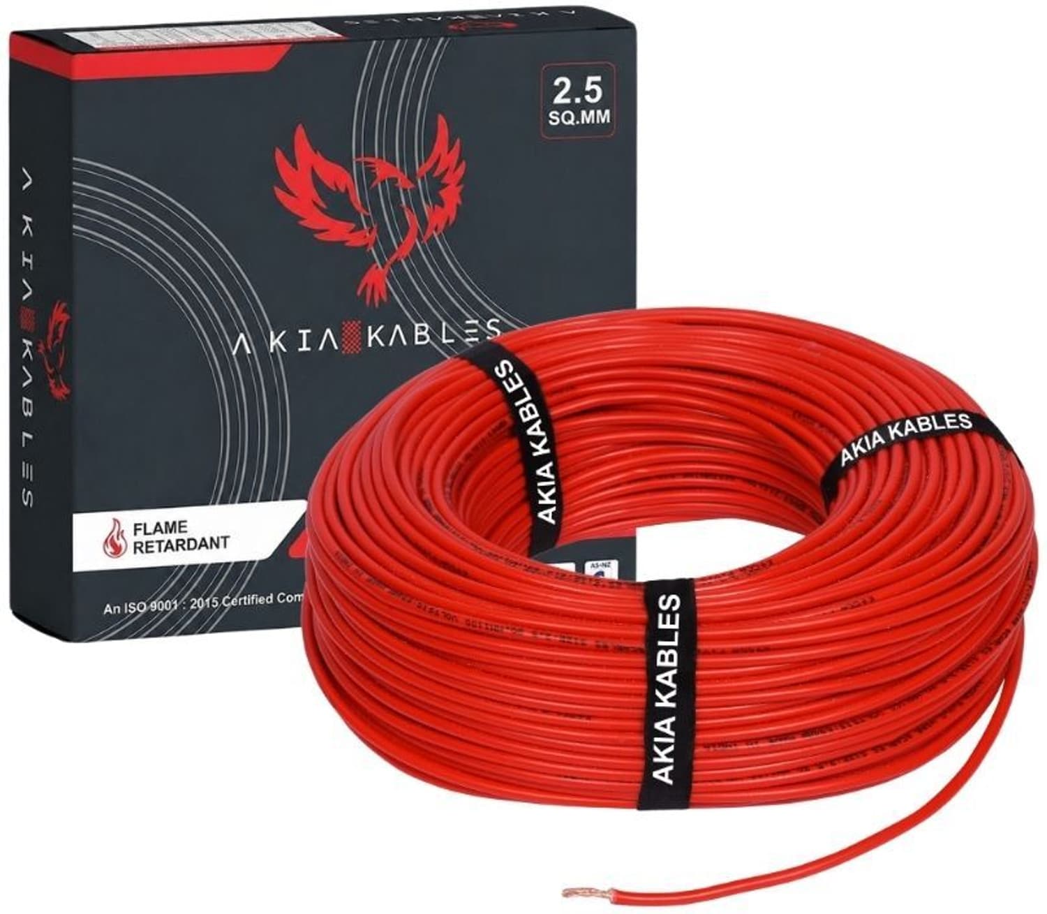 AKIA KABLES 2.5 Sqmm Electrical Wire|45m|Single Core|Copper|FR PVC Insulation Domestic 2.5 sq/mm Red 45 m Wire