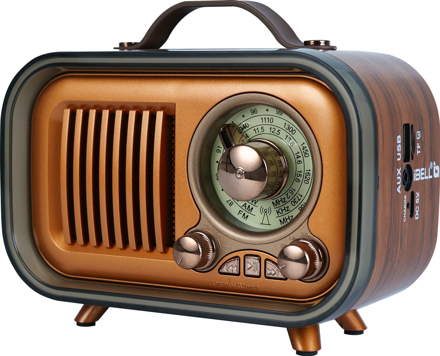 iBELL Rhythm 750 Retro Bluetooth Speaker with 3 Band AM/FM/SW FM Radio (Brown)