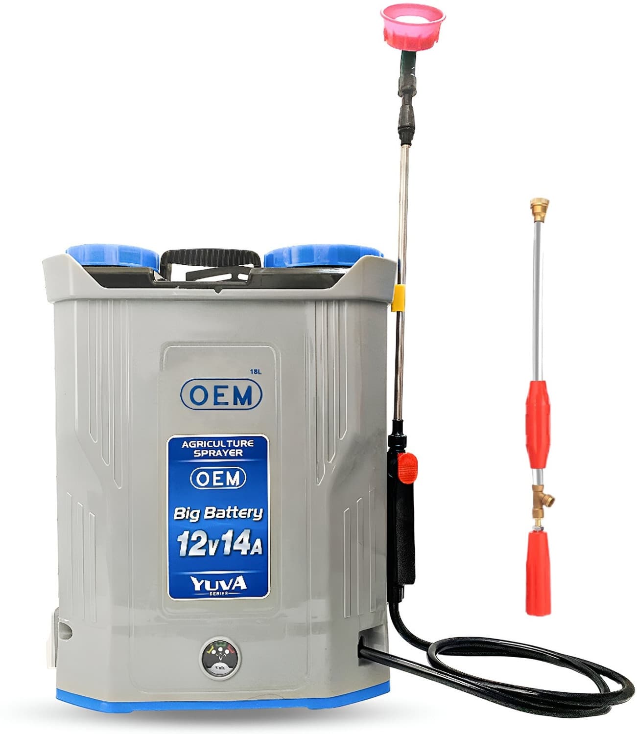 OEM Knapsack Only Battery Sprayer, 12V14A Copper Motor, 4 Nozzles, Heavy Body Build 18 L Backpack Sprayer