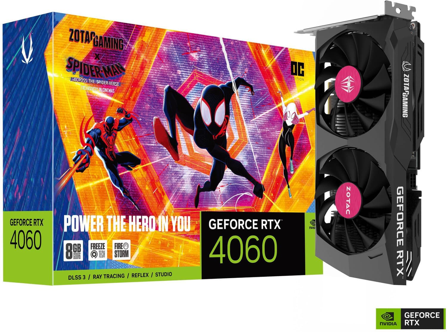 ZOTAC NVIDIA GEFORCE RTX 4060 OC SPIDER-MANTM: ACROSS THE SPIDER-VERSE BUNDLE 8 GB GDDR6 Graphics Card