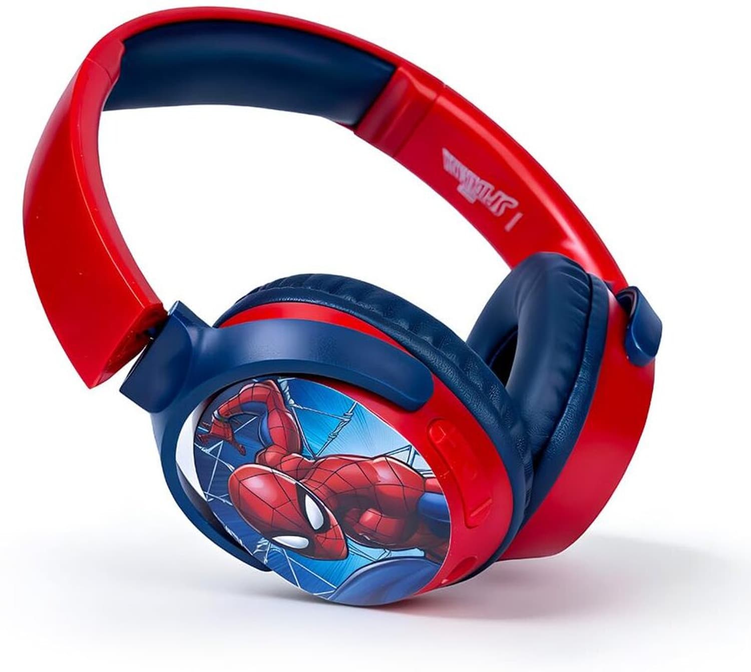 Marvel Spider-Man Kids Kids Safe 85dB Volume with Mic|Swivel&Foldable Cups Bluetooth & Wired Headset (Red, On the Ear)