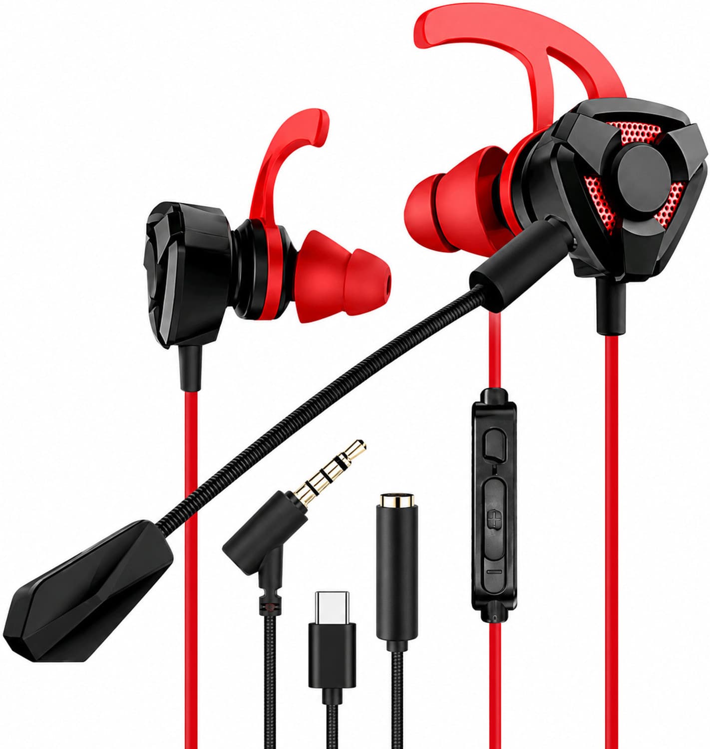 Gaming Earphone with Mic and Noise cancellation Wired Gaming Headset (Red, In the Ear)