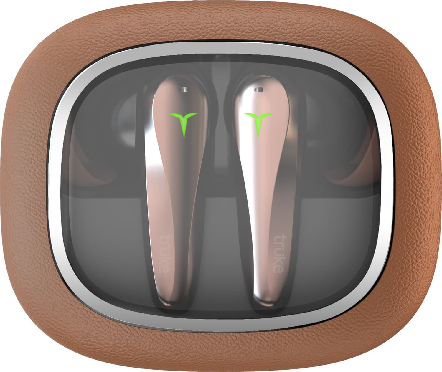 truke Crystal Dyno Leather Finish earbuds w/ Spatial Audio, 70H Battery, Quad Mic ENC Bluetooth