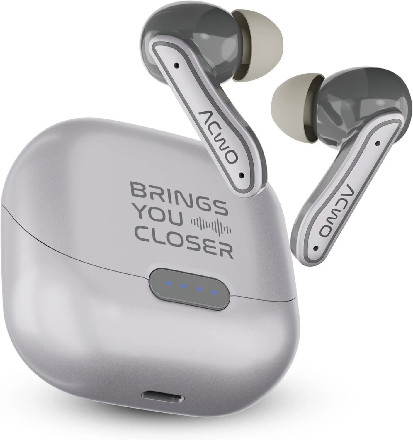 DwOTS 737 with 70H Playtime, ANC upto 32dB, 10mm Drivers Bluetooth Headset (Silver, True Wireless)