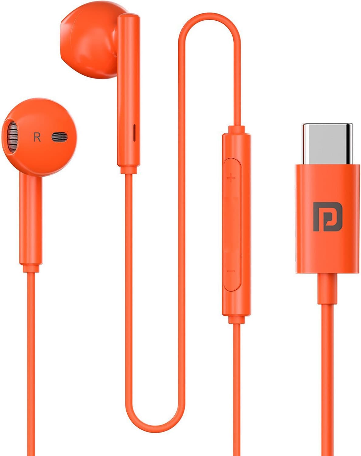 Conch Theta C Type C Wired Earphone With HD Quality In-Line Mic,14.2mm Driver Wired Headset (Orange, In the Ear)