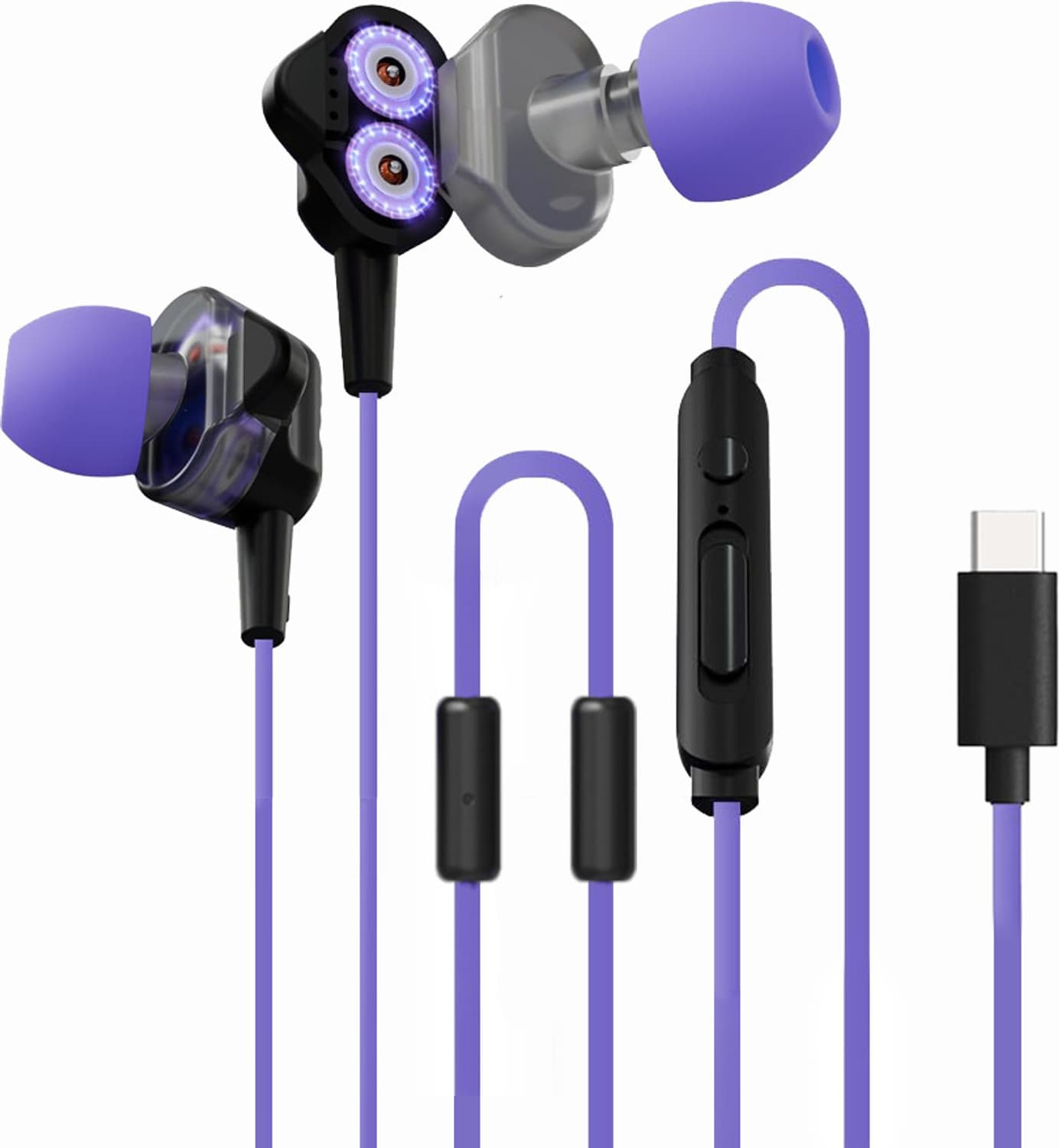 Kreo Hydra Type C In-Ear Wired Earphones with Mic, Earphone Wire, Tangle-free cable, Wired Gaming Headset
