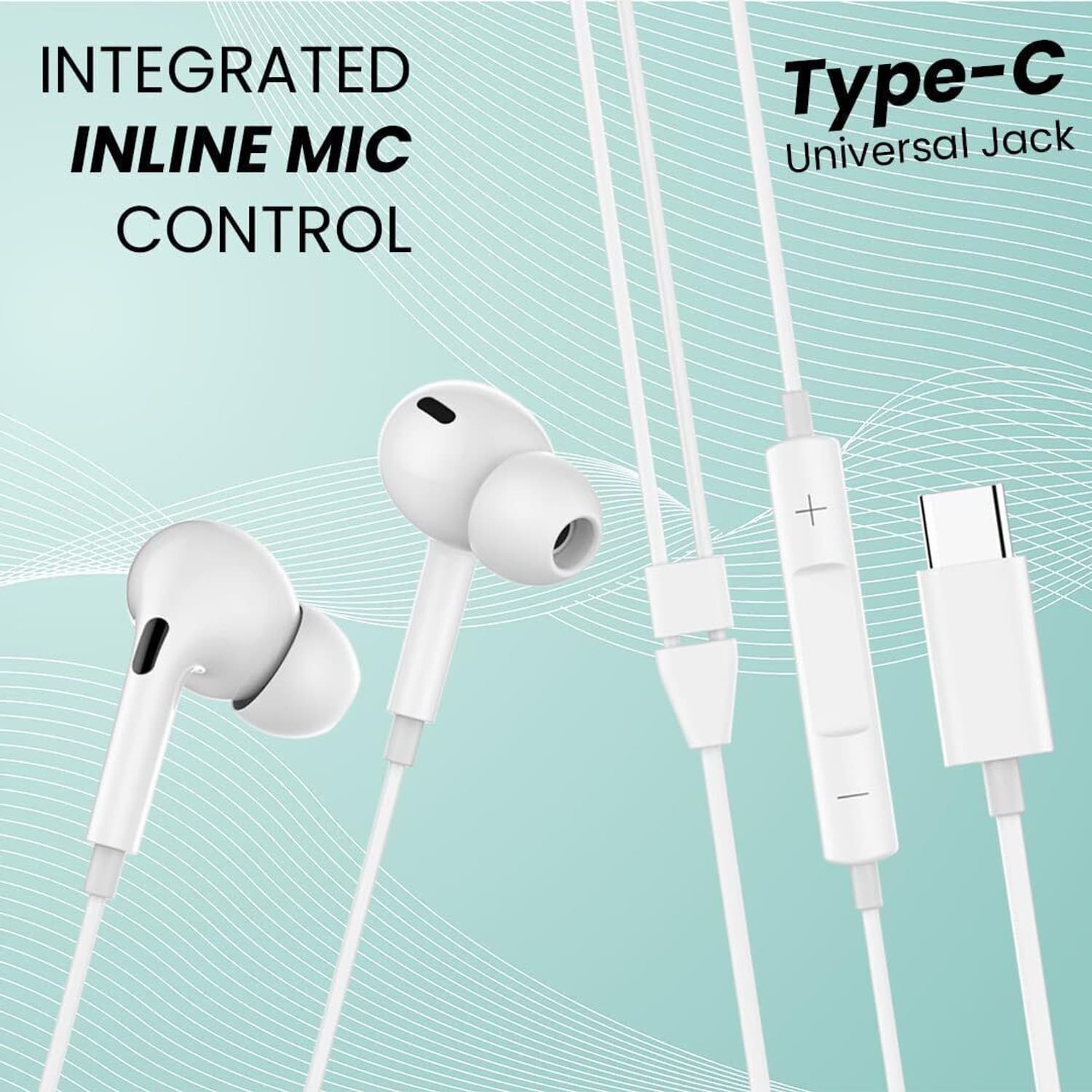 Type C Earphone With Mic Wired Headset ( Pack Of 1) Wired Headset (White, In the Ear)