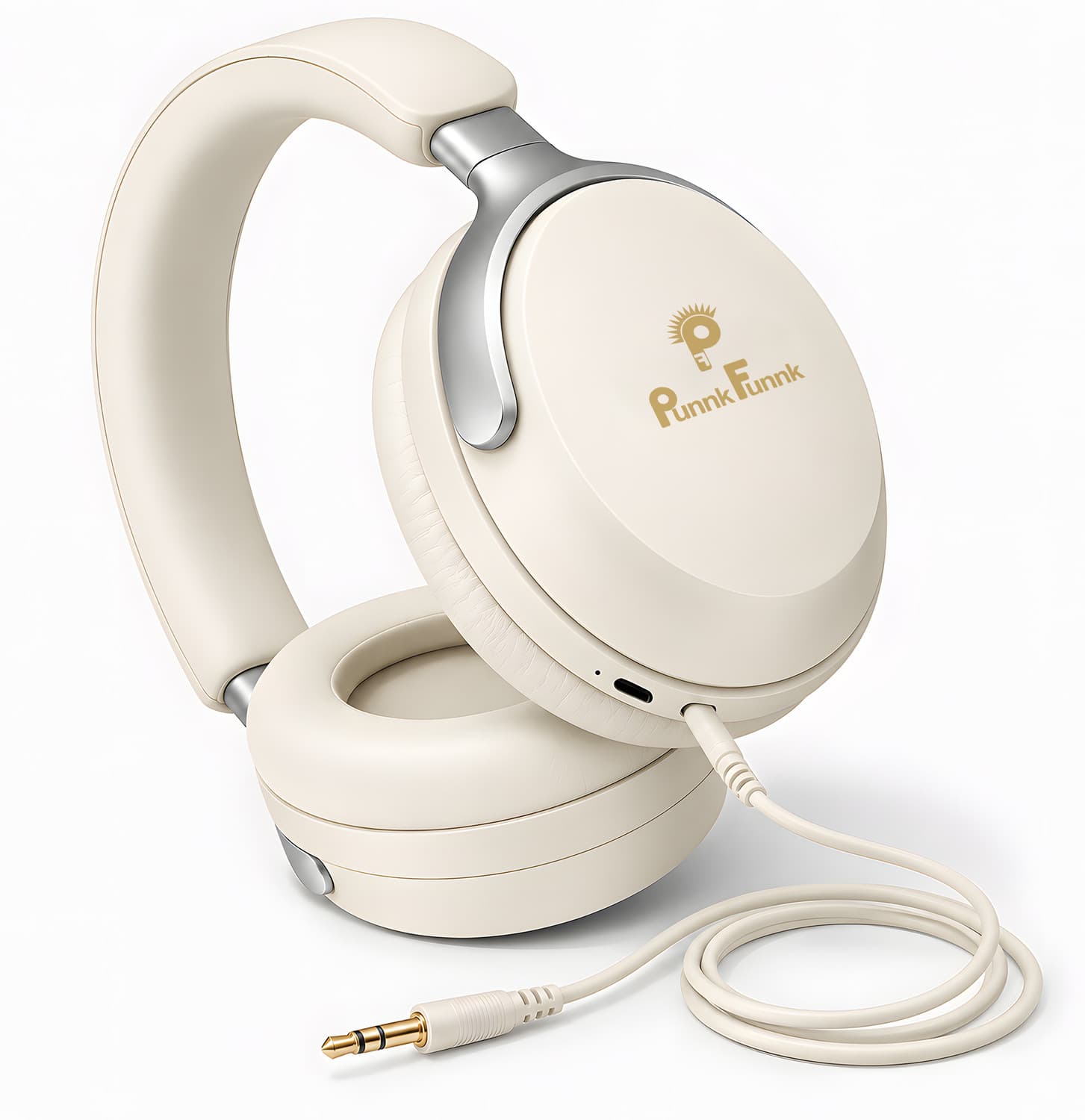 Wireless Bluetooth Over Ear Headphones with 40H Playtime BT5.3 AUX TF Card Bluetooth Headset (White, On the Ear)