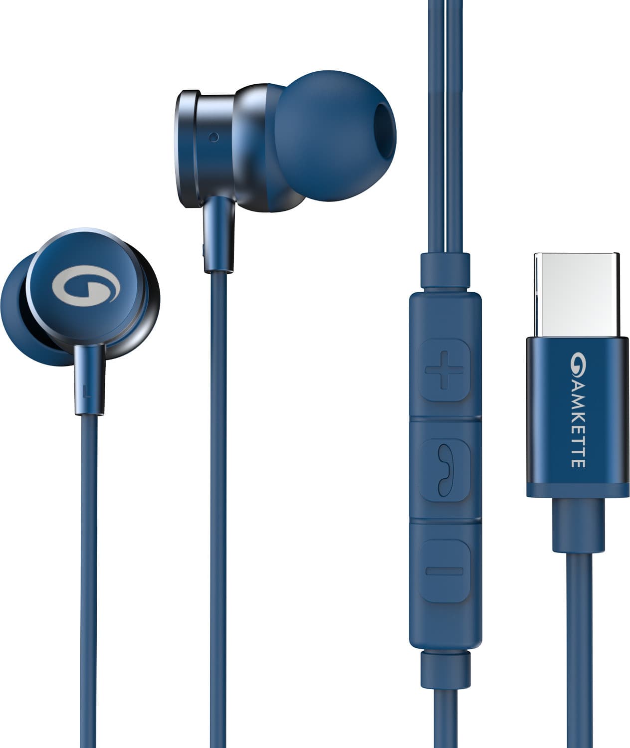 Trubeats M15 Type C Wired Earphones with Mic, 10mm Drivers & 3 Button Control Wired Headset (Blue, In the Ear)
