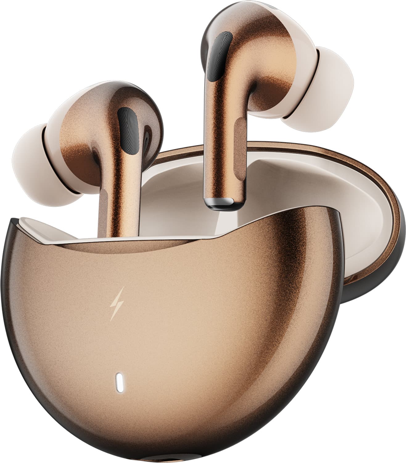 Aero Ultra TWS Earbuds, Custom EQ Profiles, 50H Battery, Quad Mic ENC, BT 5.4 Bluetooth Headset (Gold Metal, True Wireless)