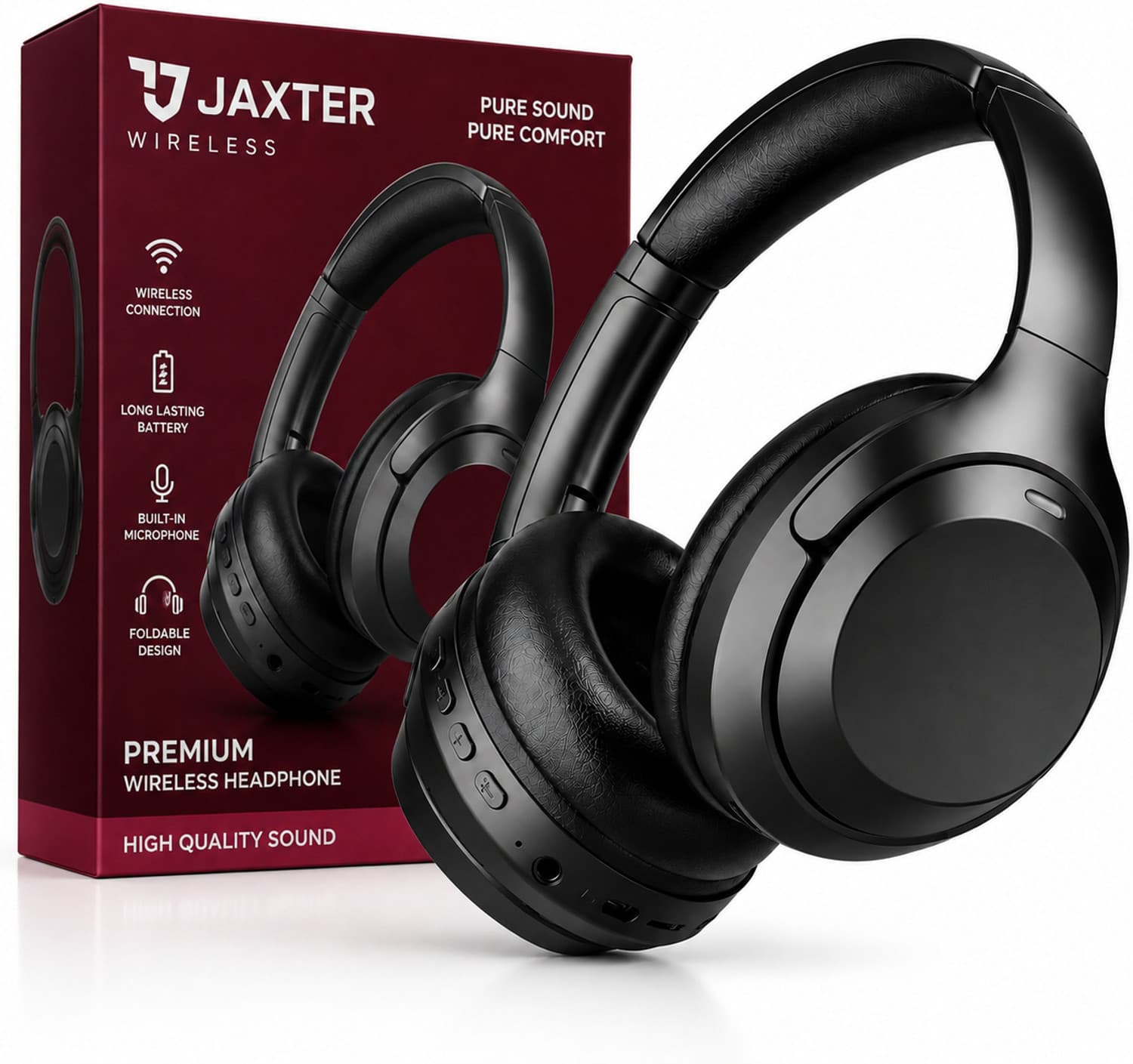 jaxter bluetooth wireless headphones 50h runtime stereo sound comfortable fit