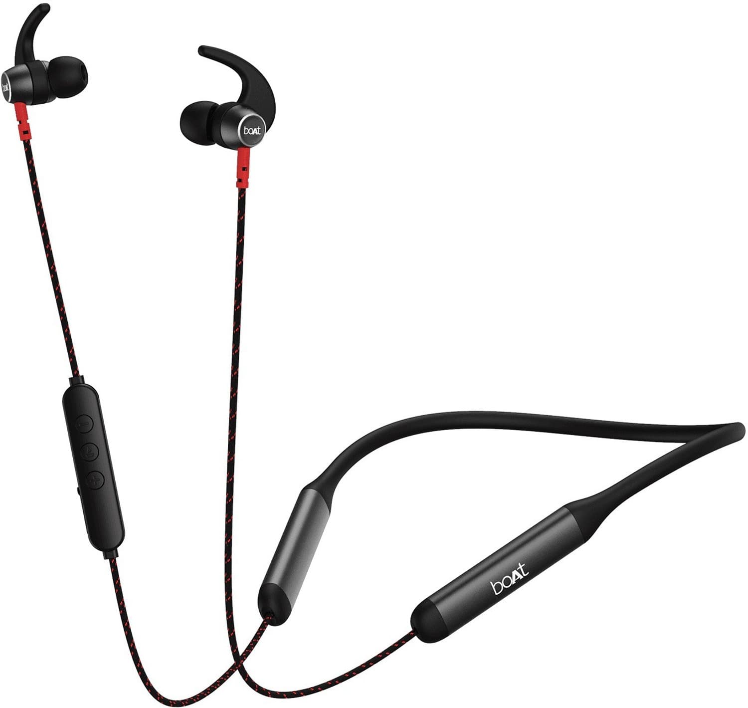 boAt Rockerz 333 Pro with 60 Hours Battery Bluetooth Headset (Cherry Black, In the Ear)