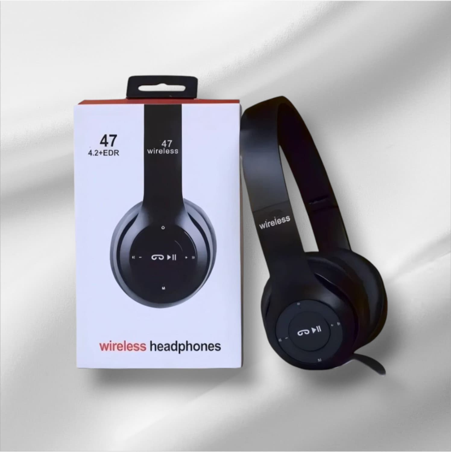 Wireless Headphones with Mic and SD Card, Extended Battery Capacity_8X Bluetooth & Wired Headset (Black, On the Ear)