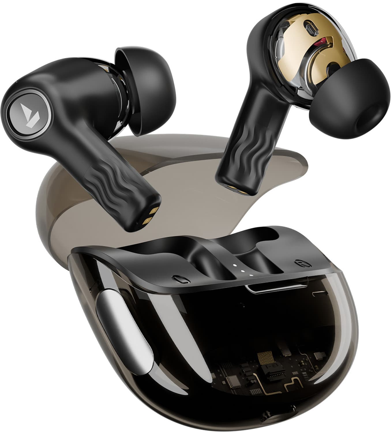 boAt Nirvana Crystl, Transparent Case,360 Spatial Audio, ANC(~32dB), 100Hrs Battery Bluetooth