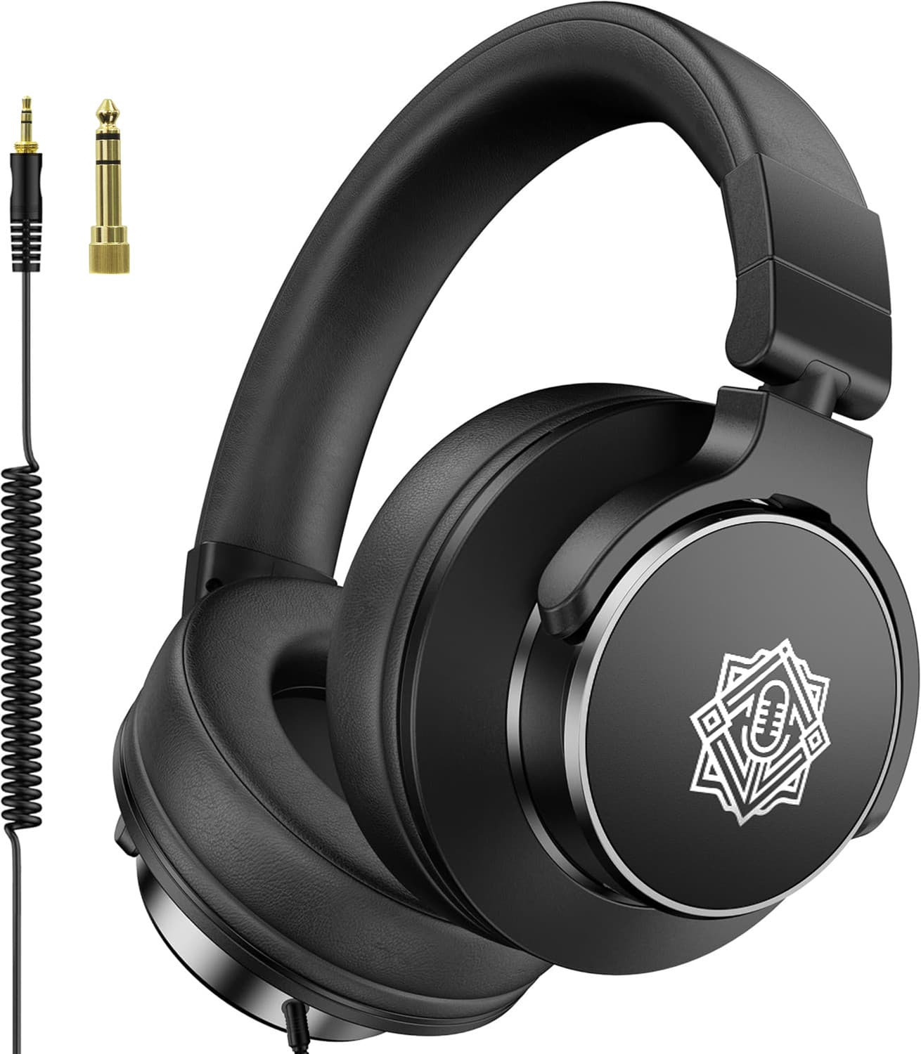 D-190 Professional Studio/DJ Headphones with 3.5mm & 6.35mm Connector (Over Ear) Wired Headset (Black, On the Ear)