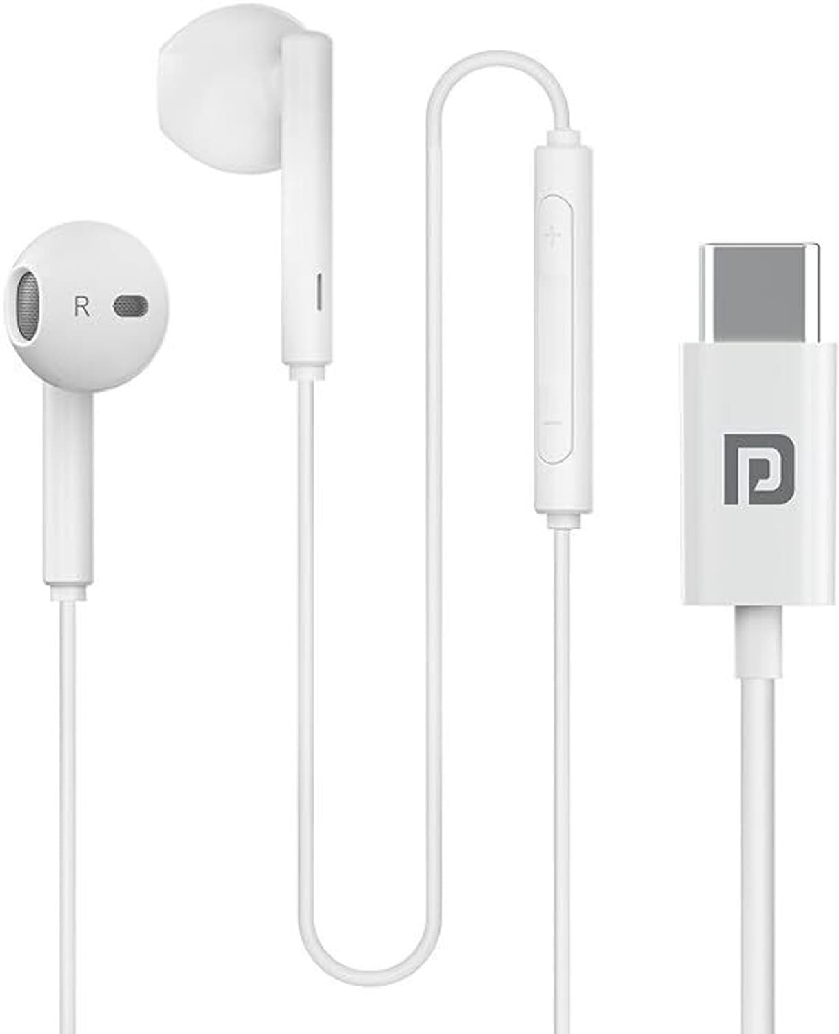 Conch Theta Type C Wired Earphone With HD Quality In-Line Mic,14.2mm Driver Wired Headset (White, In the Ear)