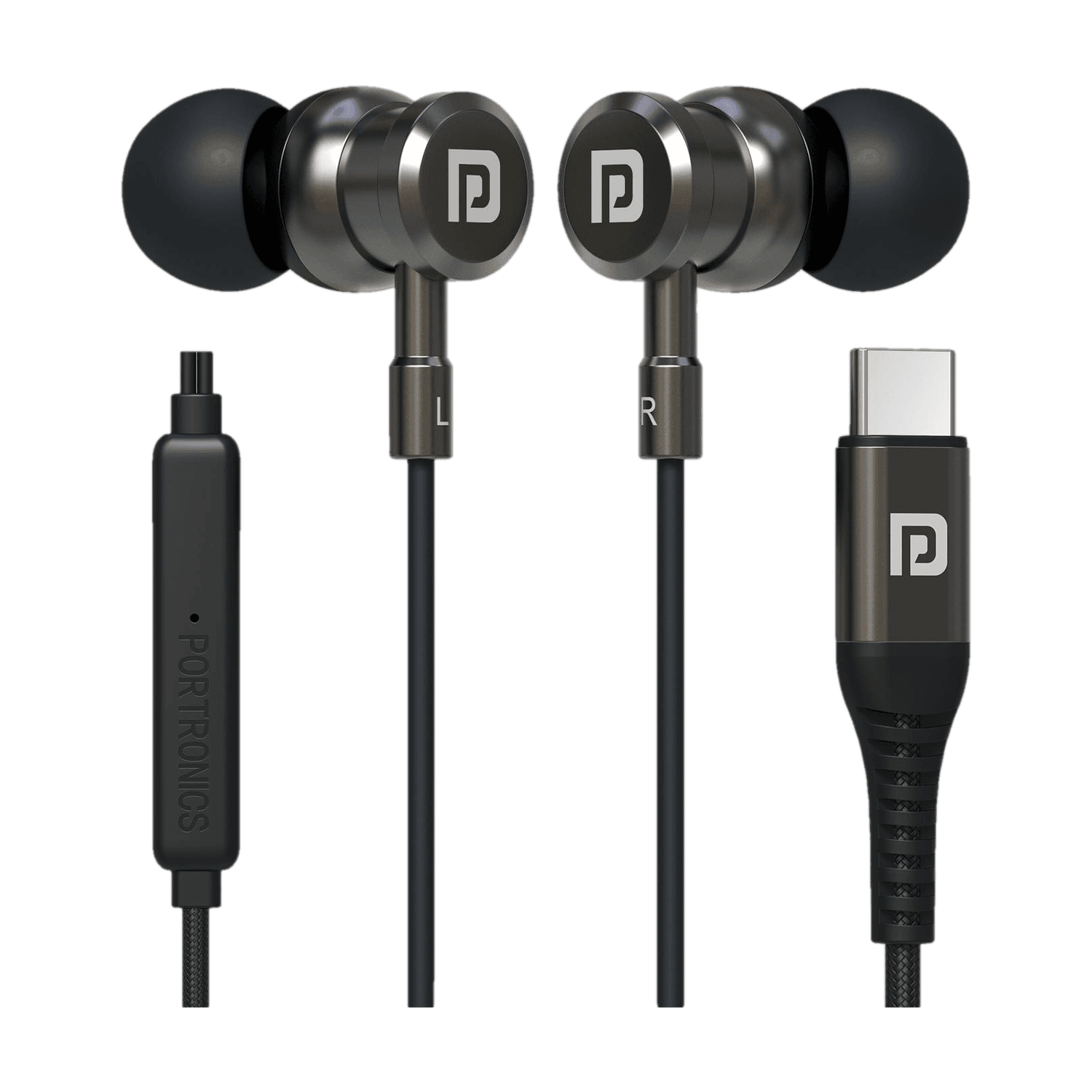 Portronics Conch Tune C Type C Earphone with mic, In-Line Controls, 1.2M Tangle Free Wired Headset