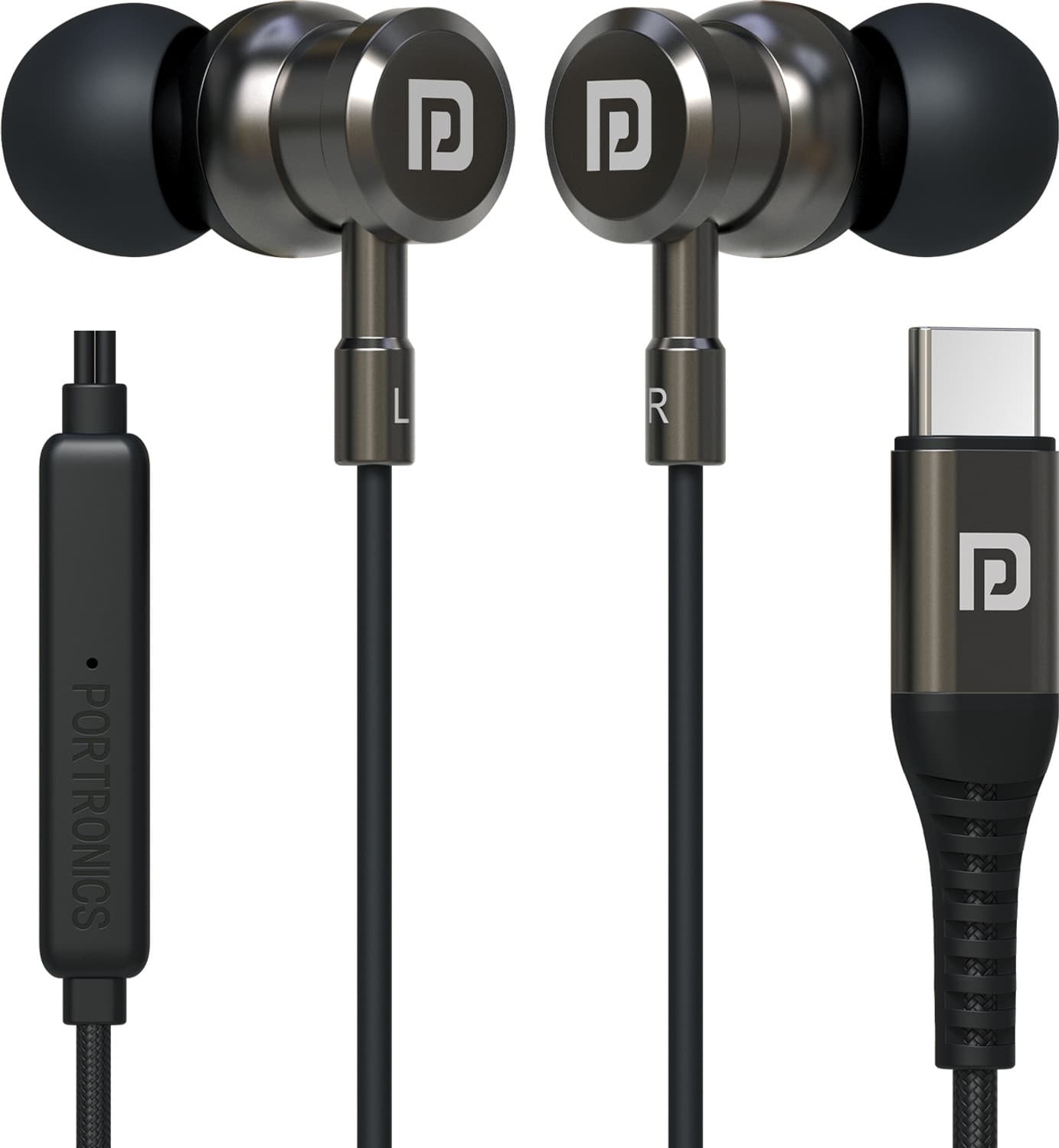 Portronics Conch Tune C Type C Earphone with mic, In-Line Controls, 1.2M Tangle Free Wired Headset