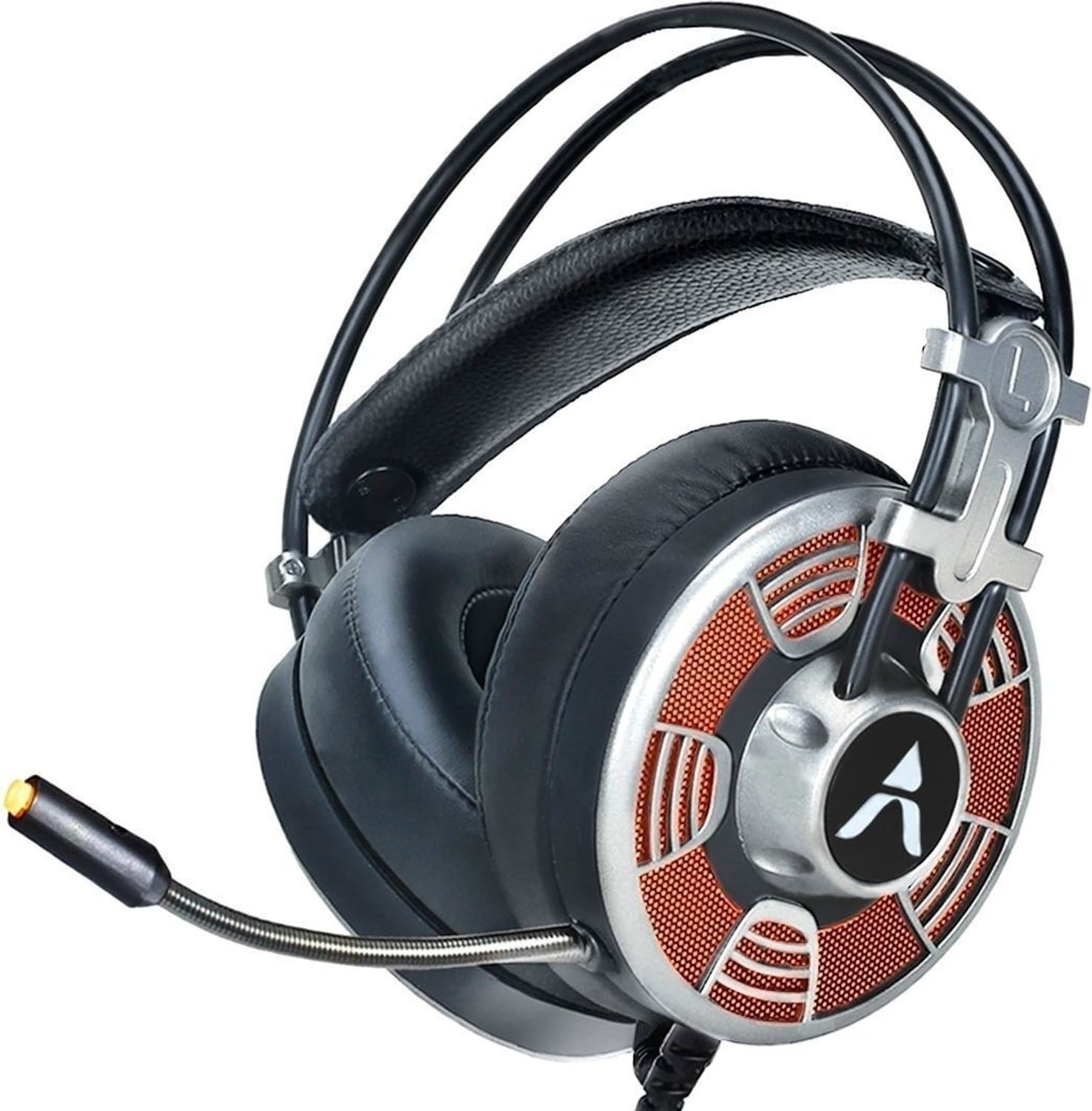 ADCOM Vision 7.1 USB Noise Cancelling Super Gaming Headphone with Omnidirectional Mic, Cool LED, 50mm Drivers, 7ft Long Braided Cable and Volume Control Button (Steel Grey) Wired Gaming Headset