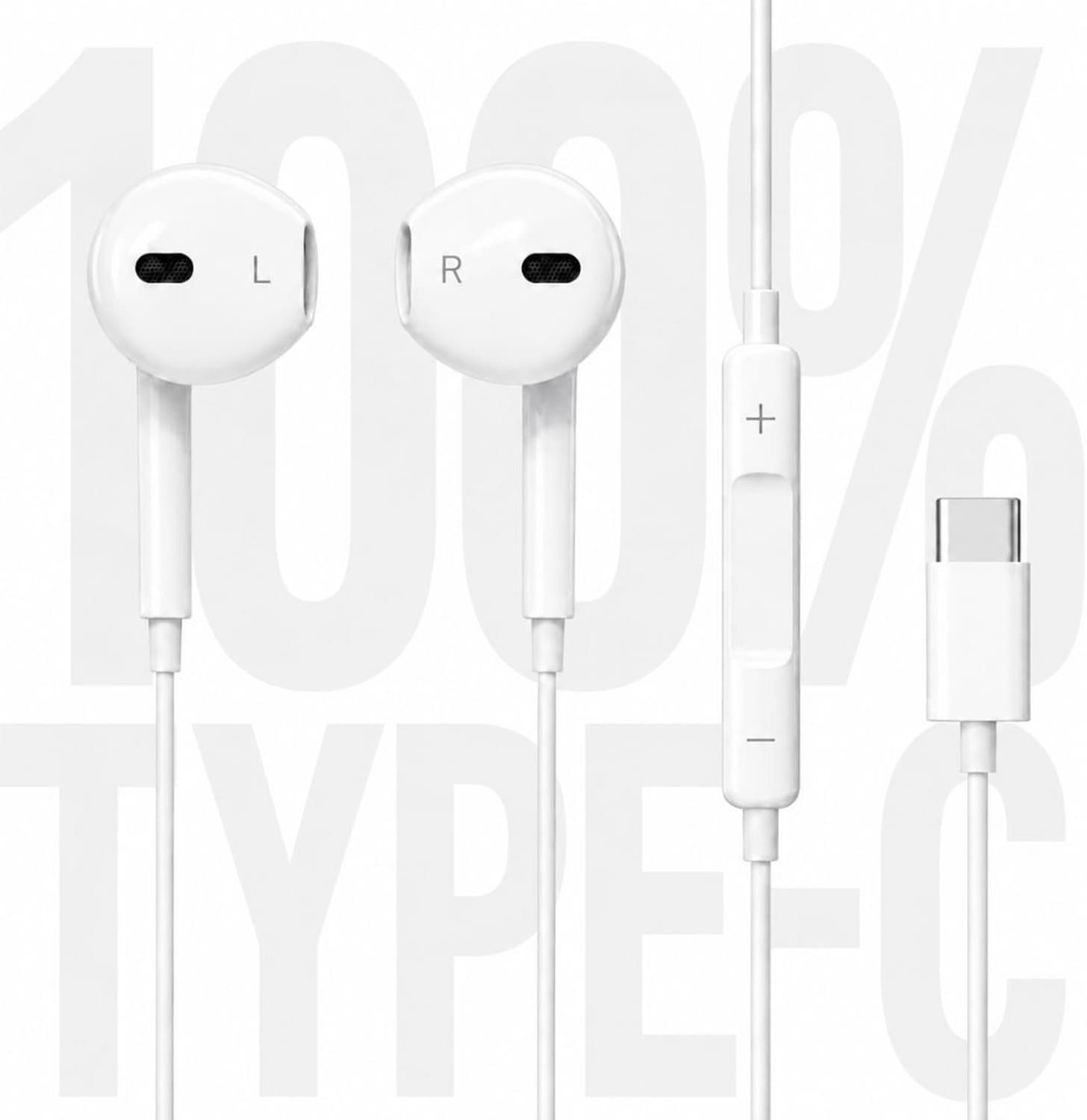 uddo 100 original type c earphones e noise isolation 13mm driver android ios wired