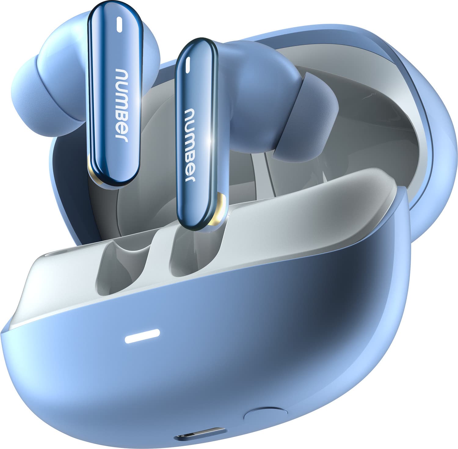 Number Navo Buds N1 w/ 100Hrs Playtime, 4Mic ENC, Dual Pairing, High Bass,Fast Charge Bluetooth