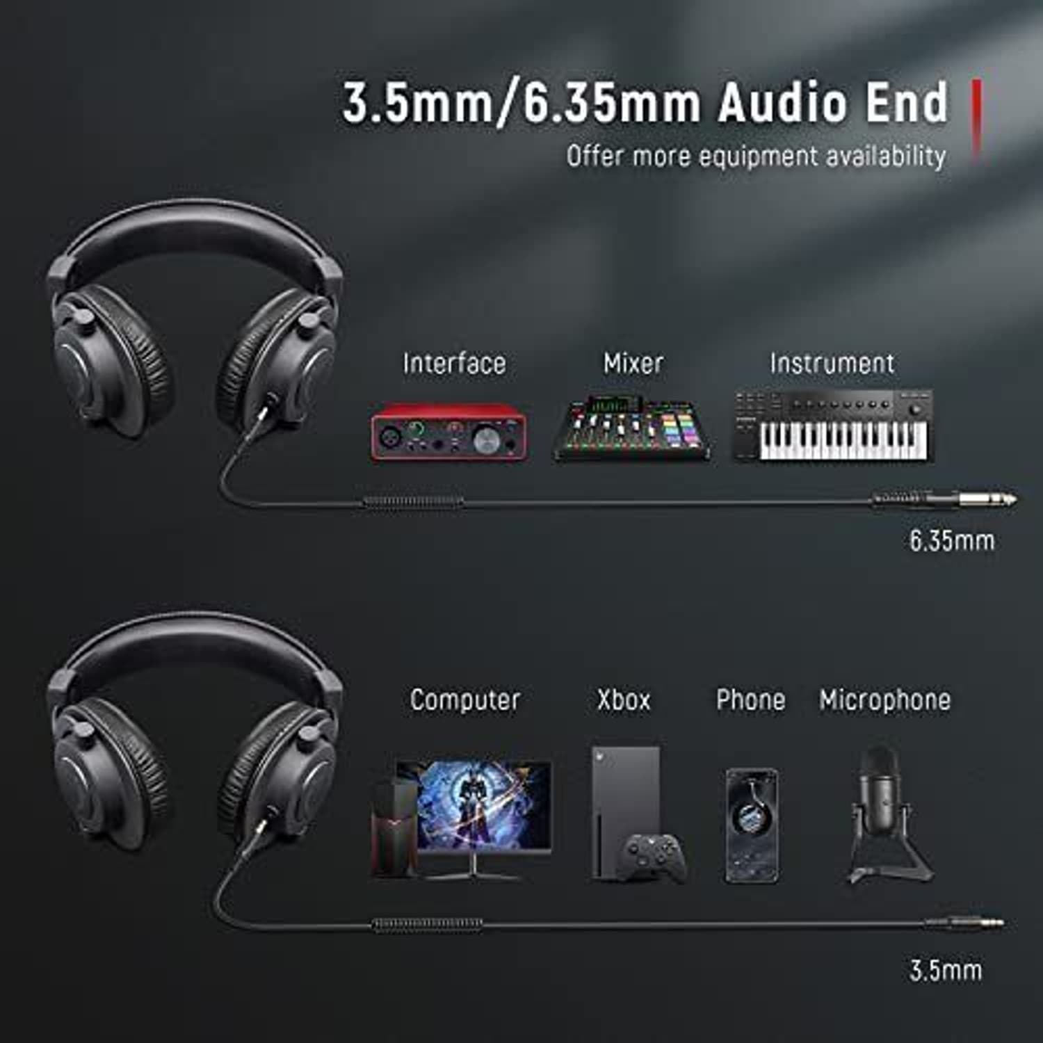 Fifine H8 Studio Monitor Headphones for Recording-Over Ear Wired Headphones Bluetooth Gaming Headset