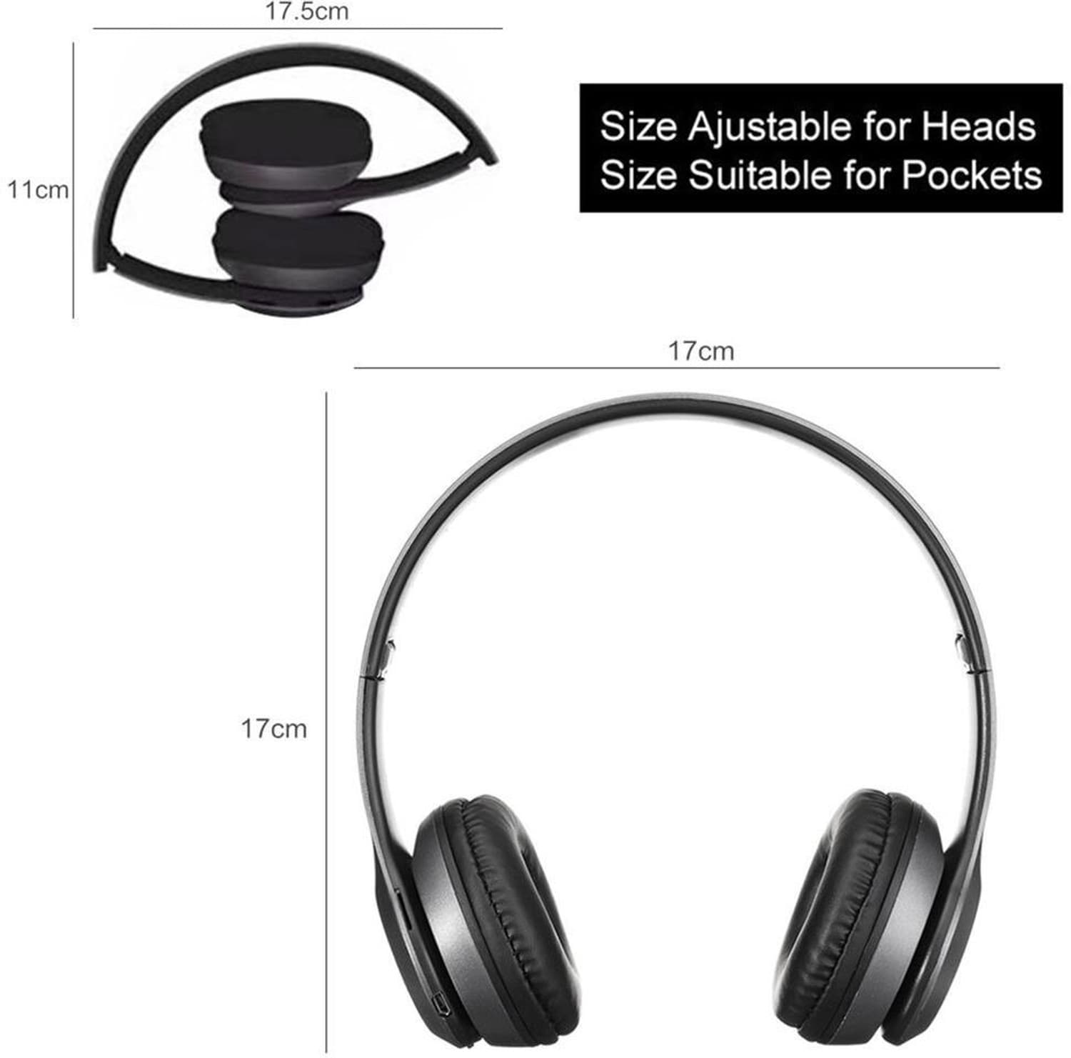 Compact Bluetooth Wireless Headphones with Dual Pairing Feature Bluetooth Gaming Headset (Black, On the Ear)