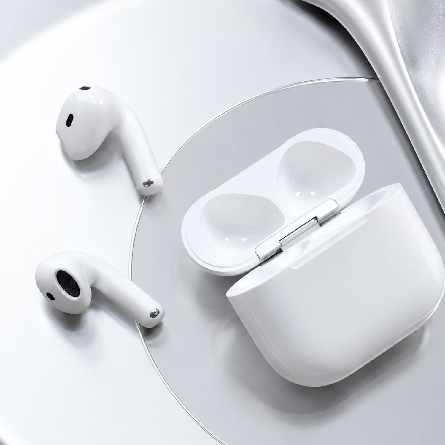 Airpords 4 Wireless Earbuds, Bluetooth Headphones, Personalised Spatial Audio Bluetooth Headset (White, True Wireless)