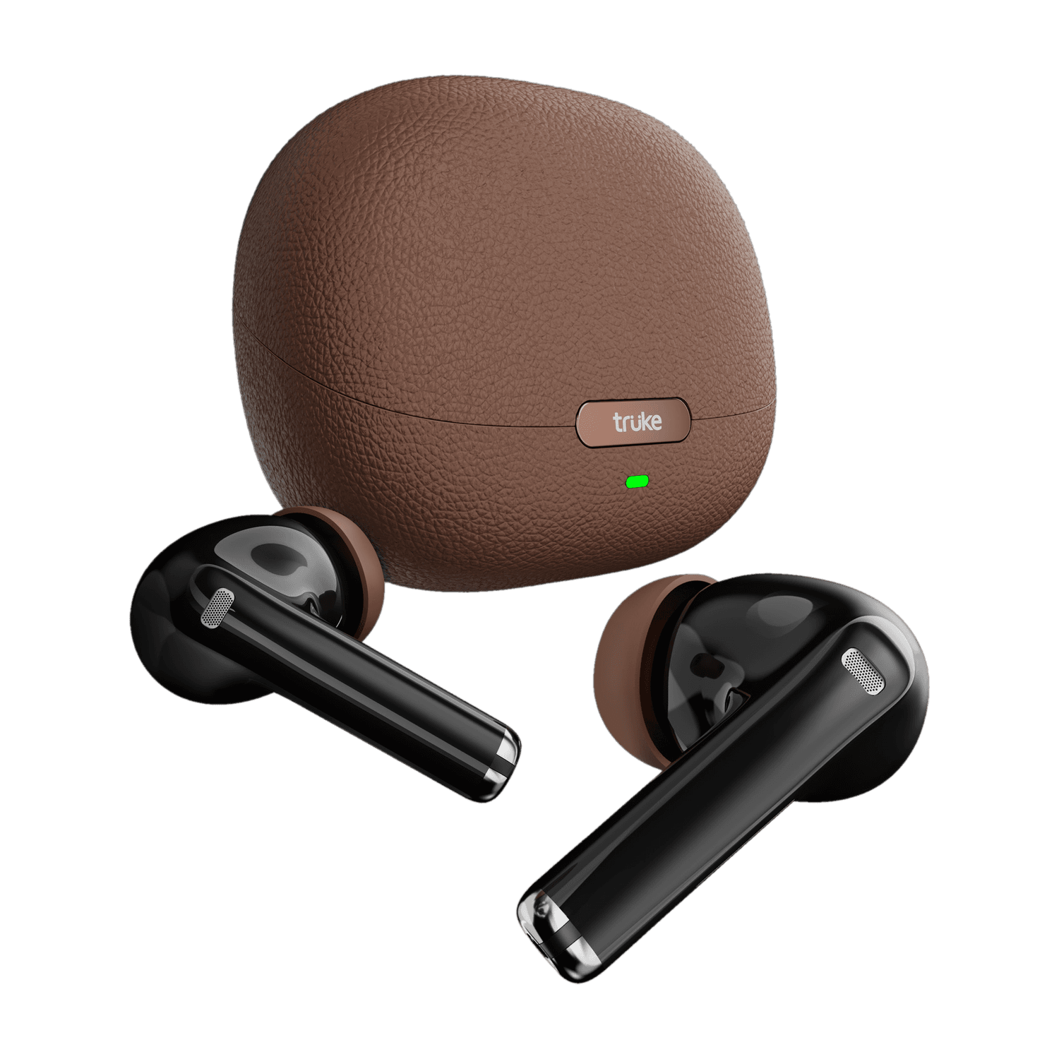 truke Aura Pro earbuds w/ 60H Battery, Leather finish Case, Dual Pairing, 13mm Drivers Bluetooth