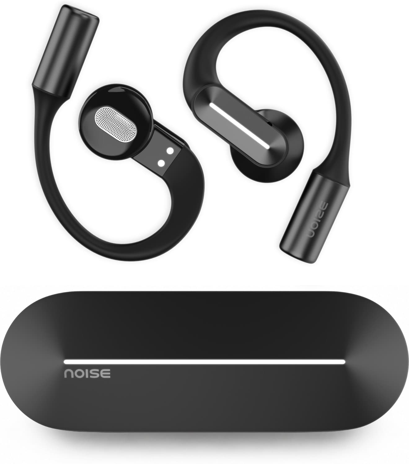 ALT Buds Open with 35 Hrs Playtime, Quad-Mic AI ENC, Hi-Res, LHDC & Dynamic EQ Bluetooth Headset (Chosen Black, True Wireless)