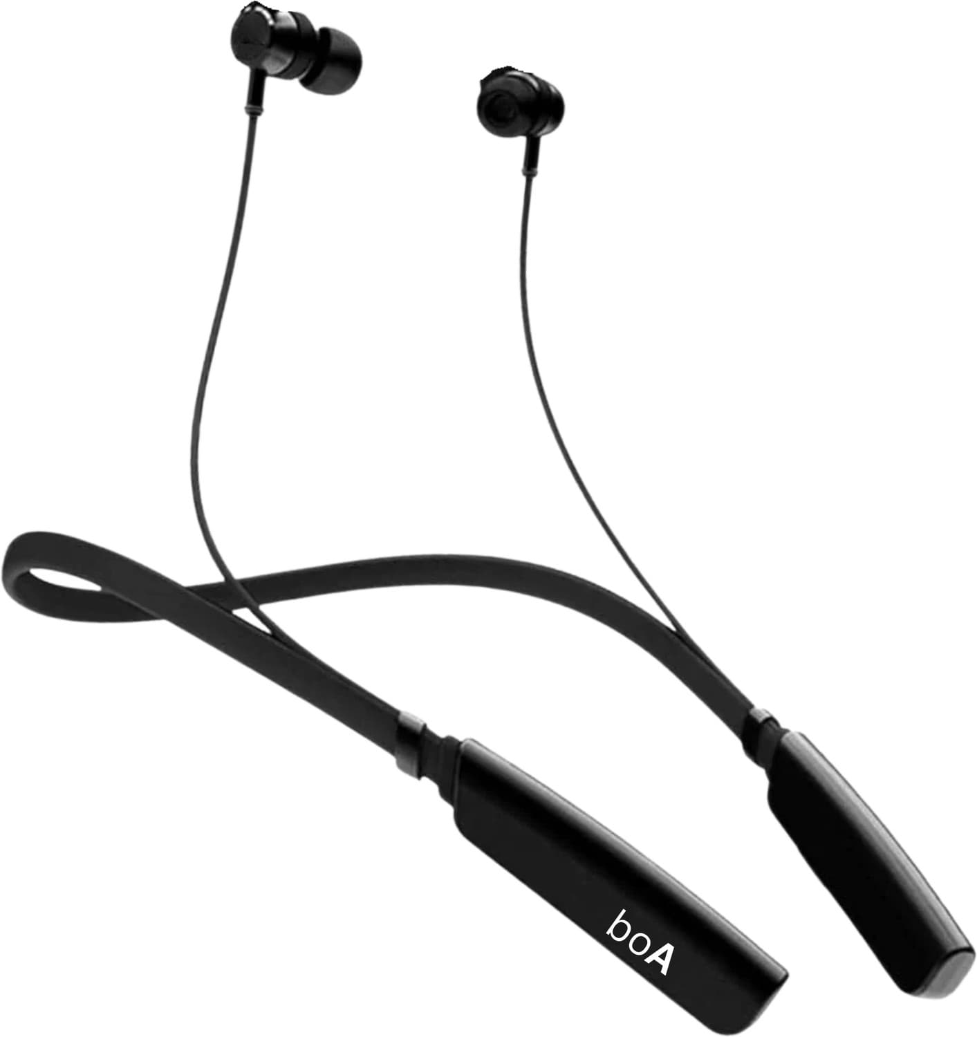 boA Neckband Earphones with Fast Charging and Long Playtime Bluetooth Headset (Black, In the Ear)