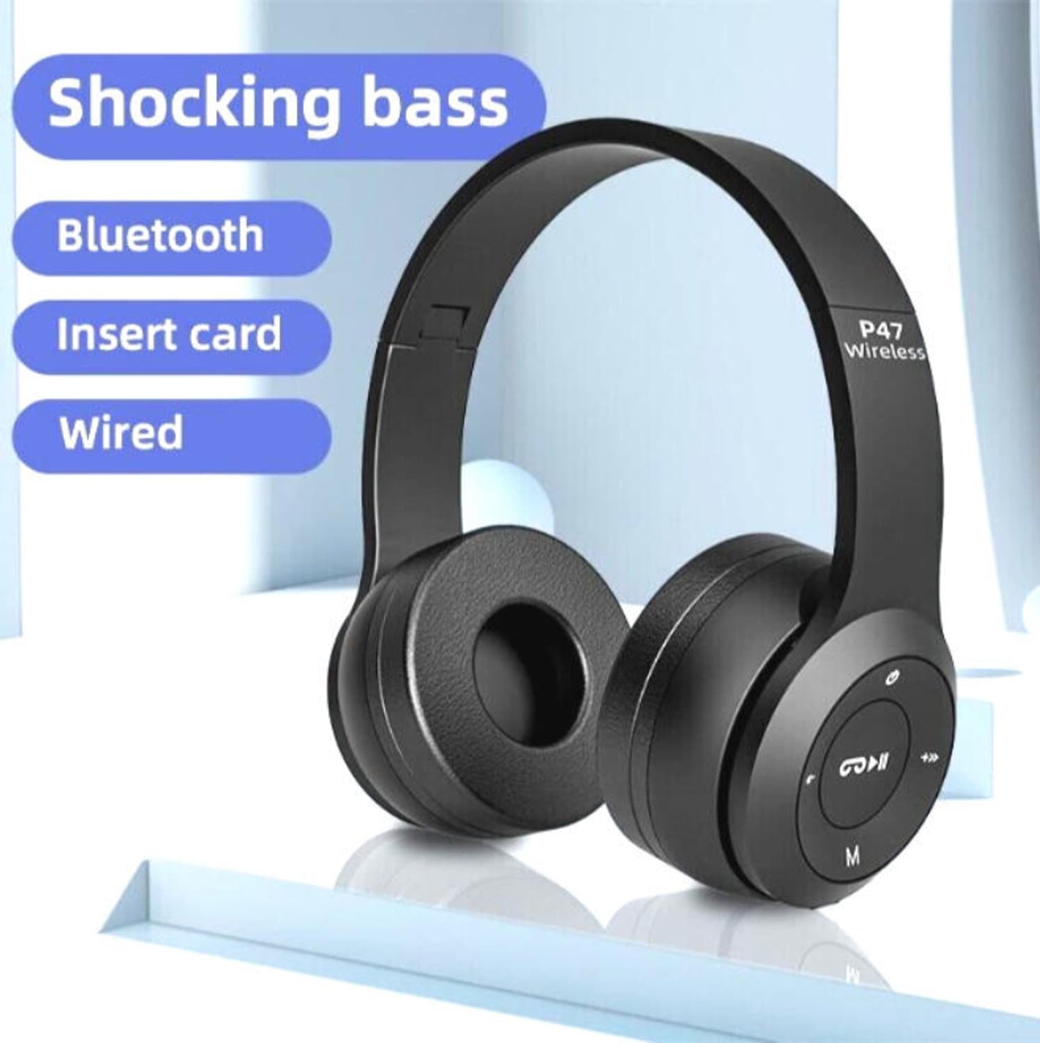 AE-1017 P47 Headset Super Extra Bass Bluetooth Headset (Furious On the Ear) Bluetooth Headset (Multicolor, True Wireless)