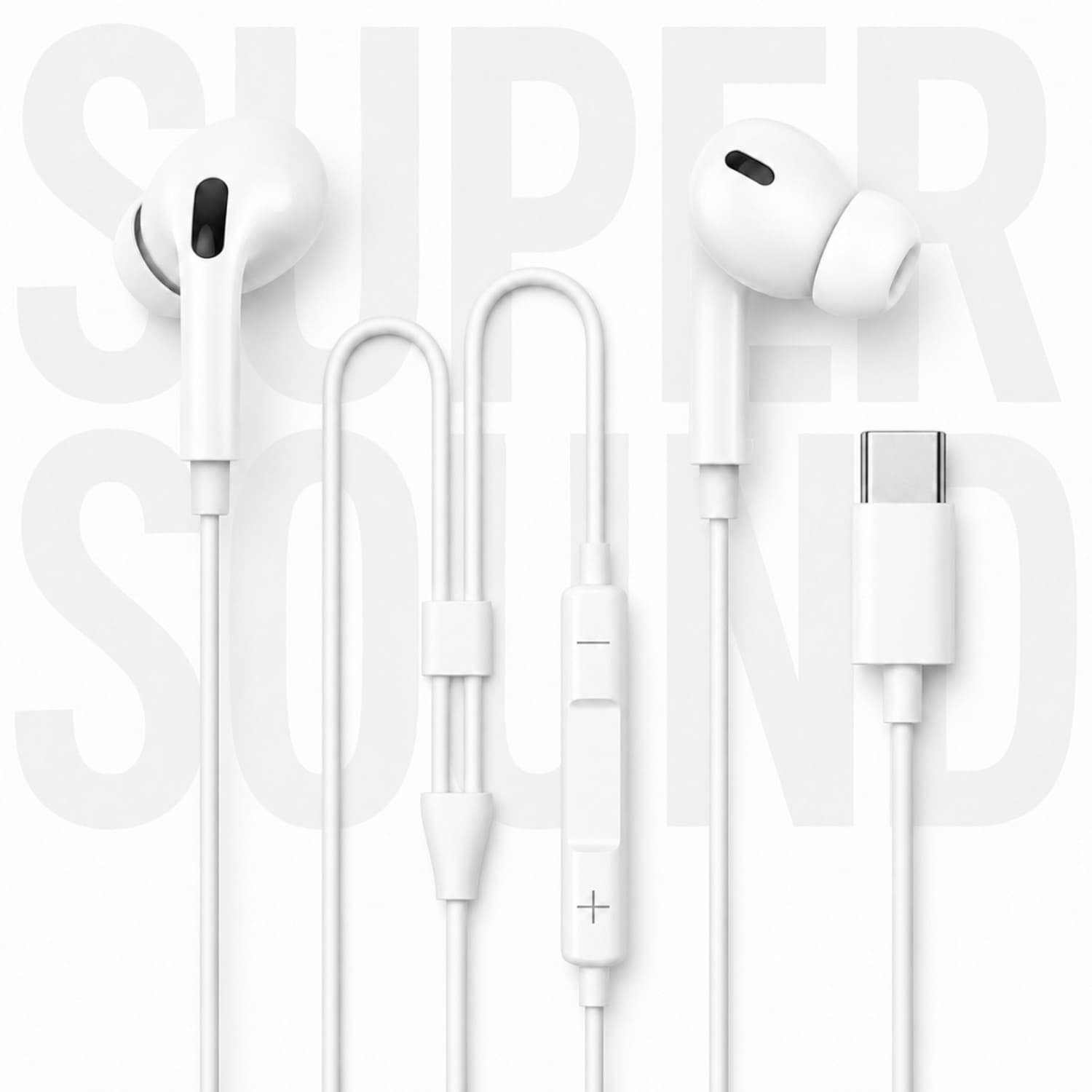 100% Original Pro Type C Earphones|e Noise Isolation | 13mm Driver | Android iOS Wired Headset (White, In the Ear)