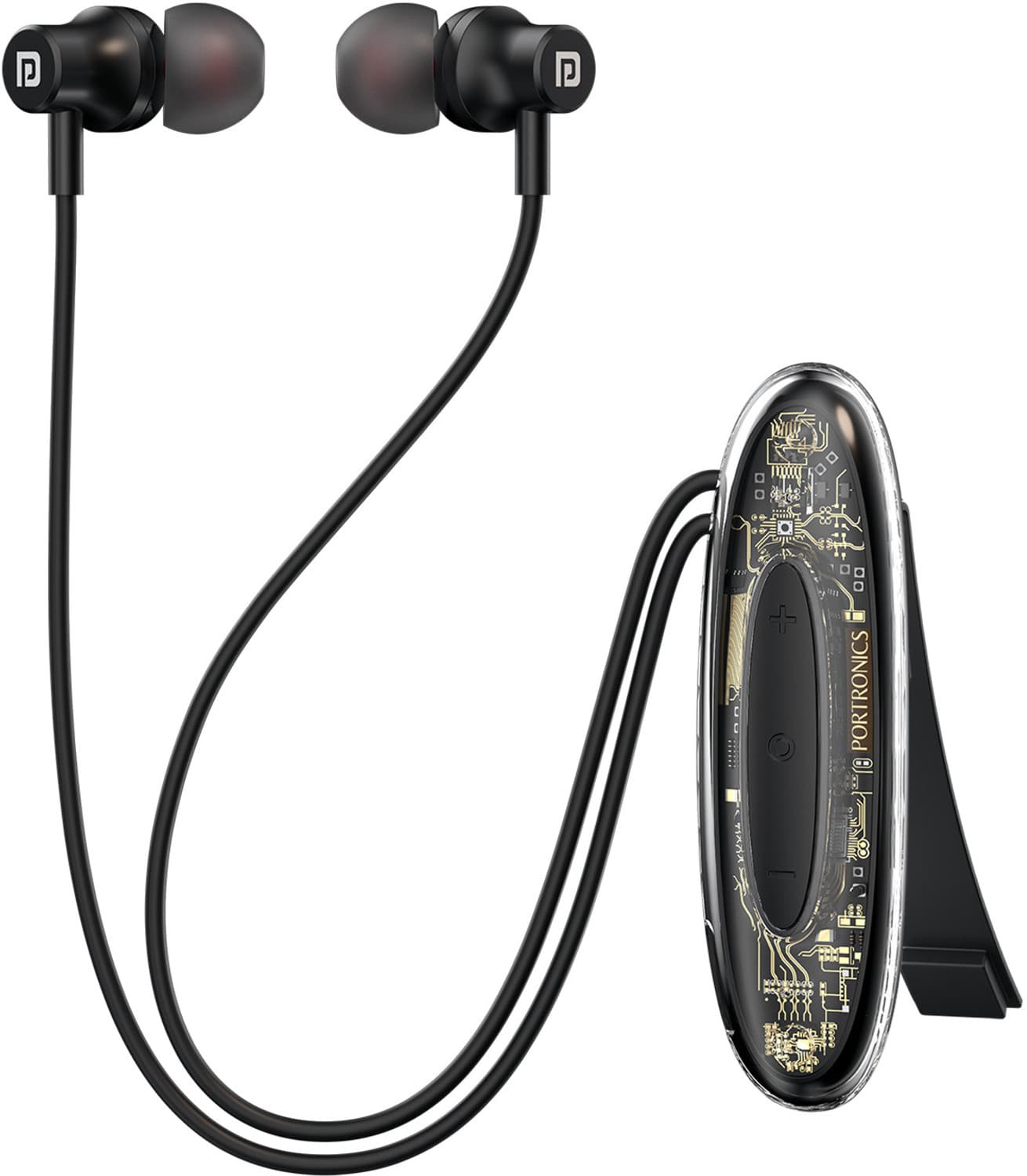 Portronics Harmonics Y5 Bluetooth Wireless In Ear Earphone with strong Clip,Dual Pairing Bluetooth Headset (Black, In the Ear)