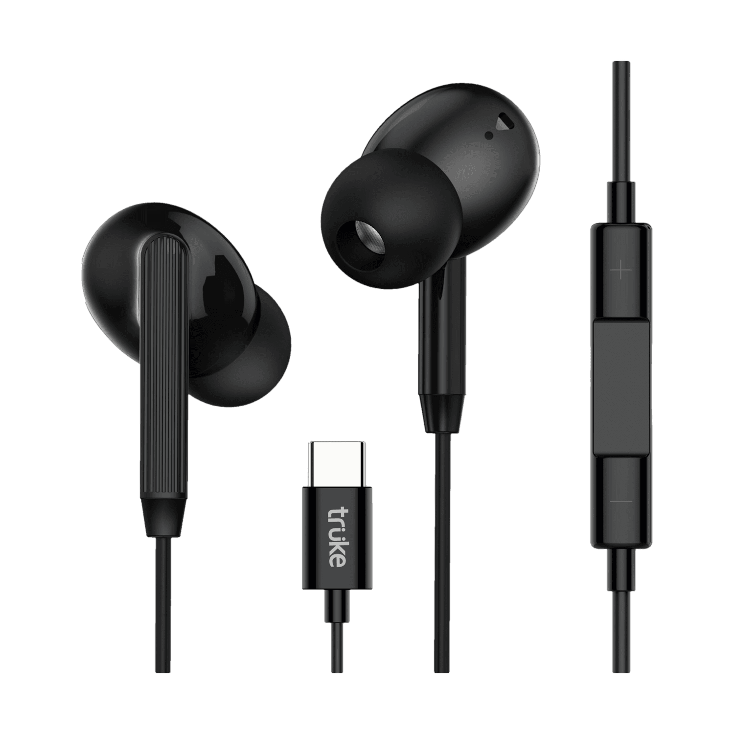 truke Bass 1 type-C Wired Earphones w/ 13mm Drivers, High Bass, In-Line Control & Mic Wired