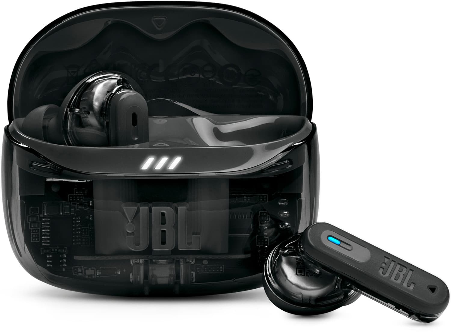 jbl tune beam 2 ghost transparent anc earbuds 48hr playtime 6 mics dual connect bluetooth