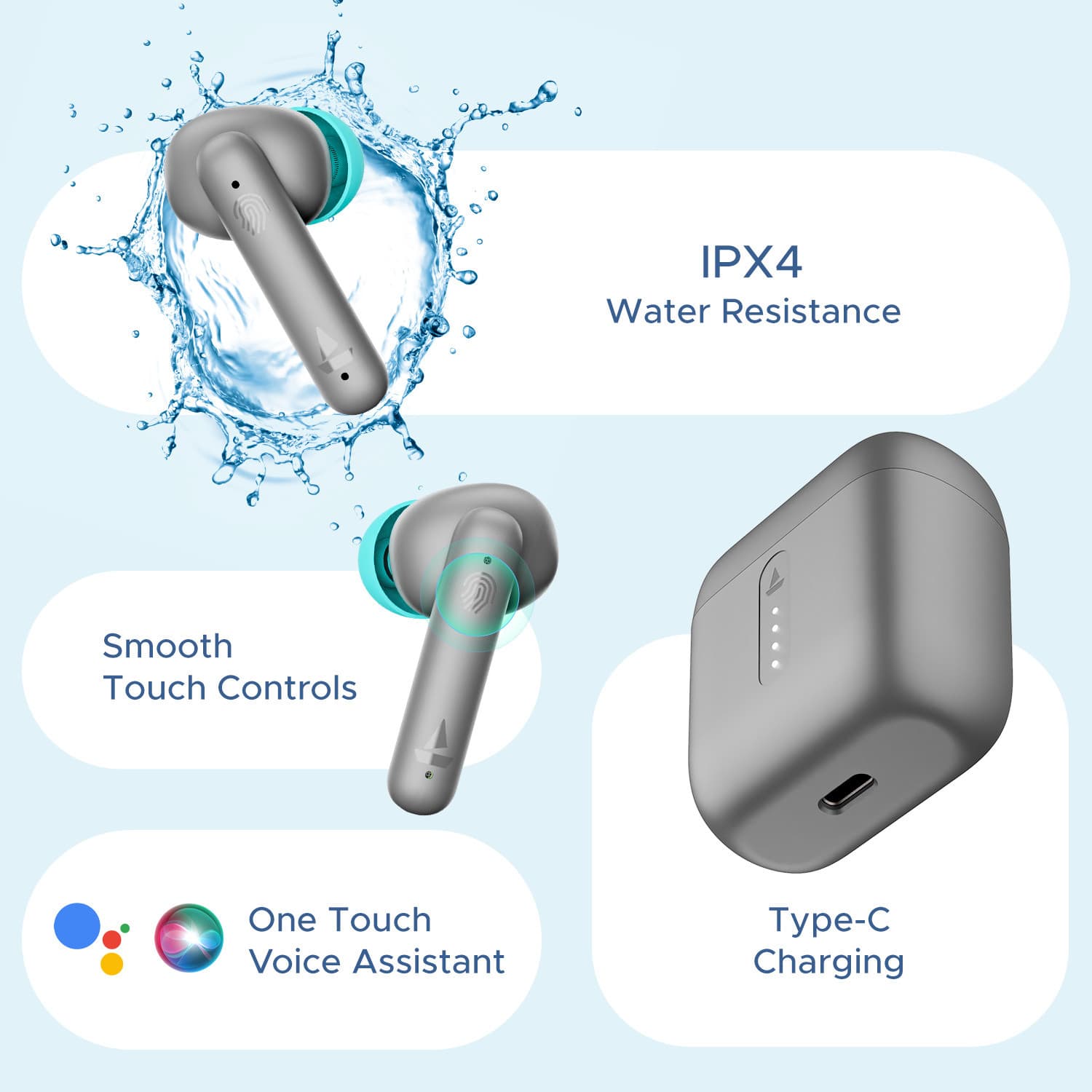Airdopes 148 Bluetooth Headset (Grey, True Wireless)