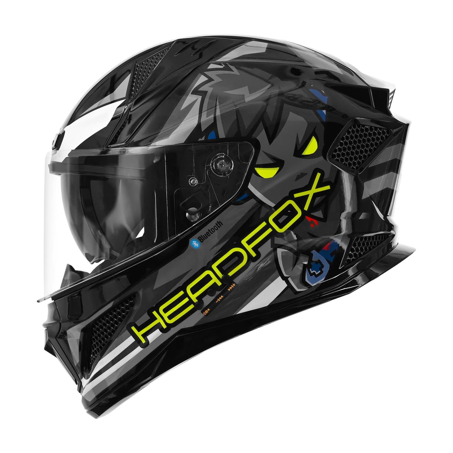HEADFOX N2F AI Shady Smart Bluetooth Full Face Helmet for Men & Women with LED Blinker Motorbike Helmet