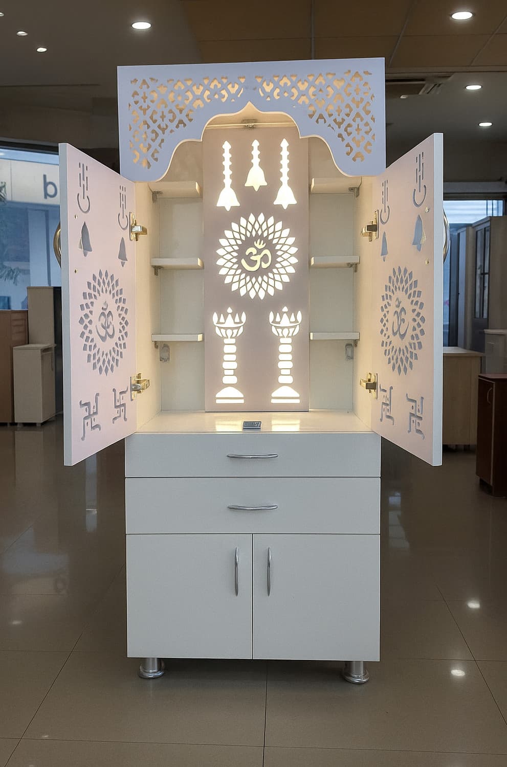 Flipkart Perfect Homes Studio Big Size Designer Temple for Home/ Pooja Mandir Engineered Wood Home Temple