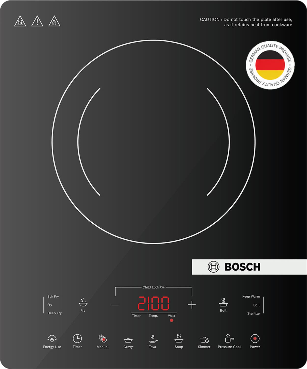 2100 W Induction Cooktop Touch Panel (Black, PI715S11EI)