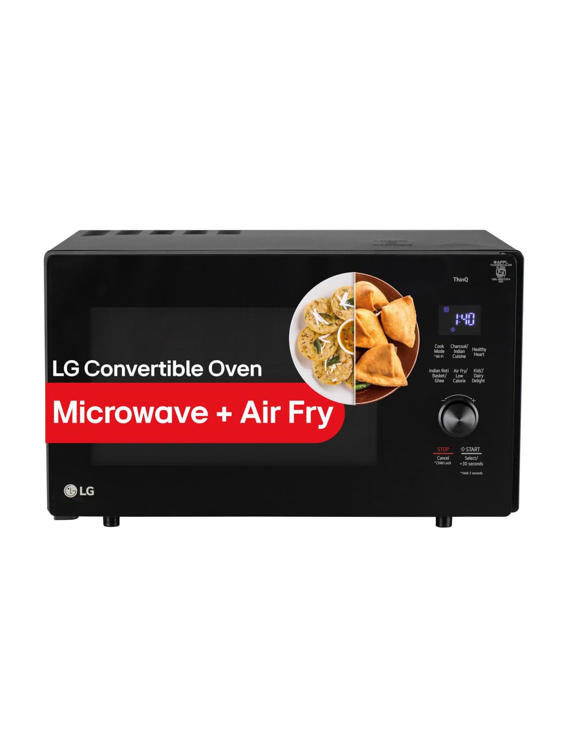 28 L Convertible Microwave Oven with Airfry, Charcoal Lighting Heater, Wi-Fi Enabled, Motorised Rotisserie with 60 Air Fry Recipe, 40 Scan to Cook Rec...