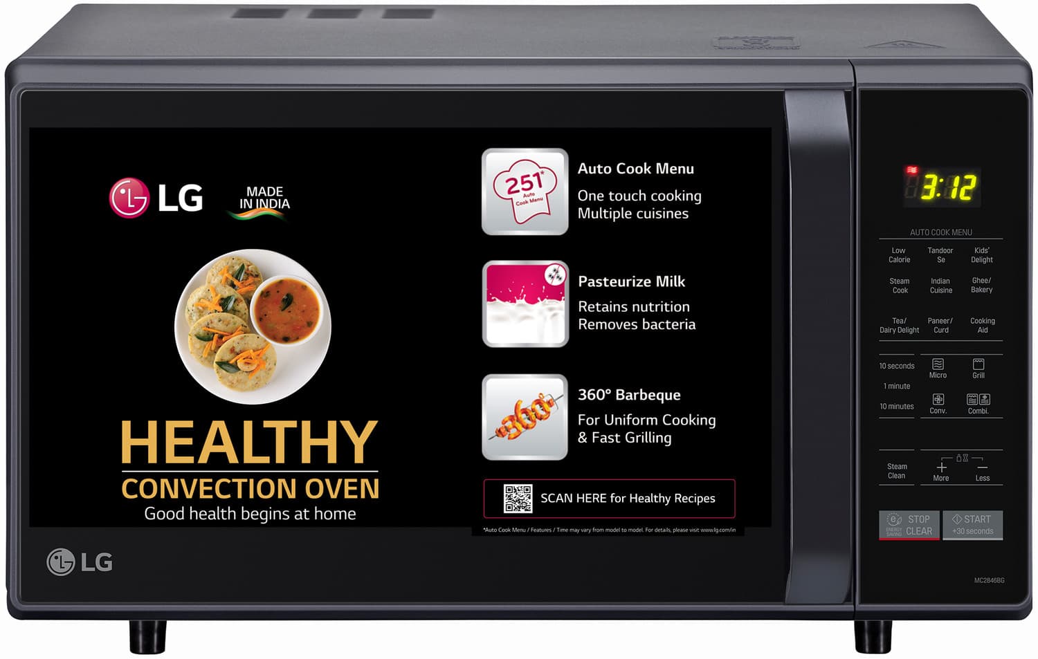 LG 28 L Convection Microwave Oven (MC2846BG, Black)