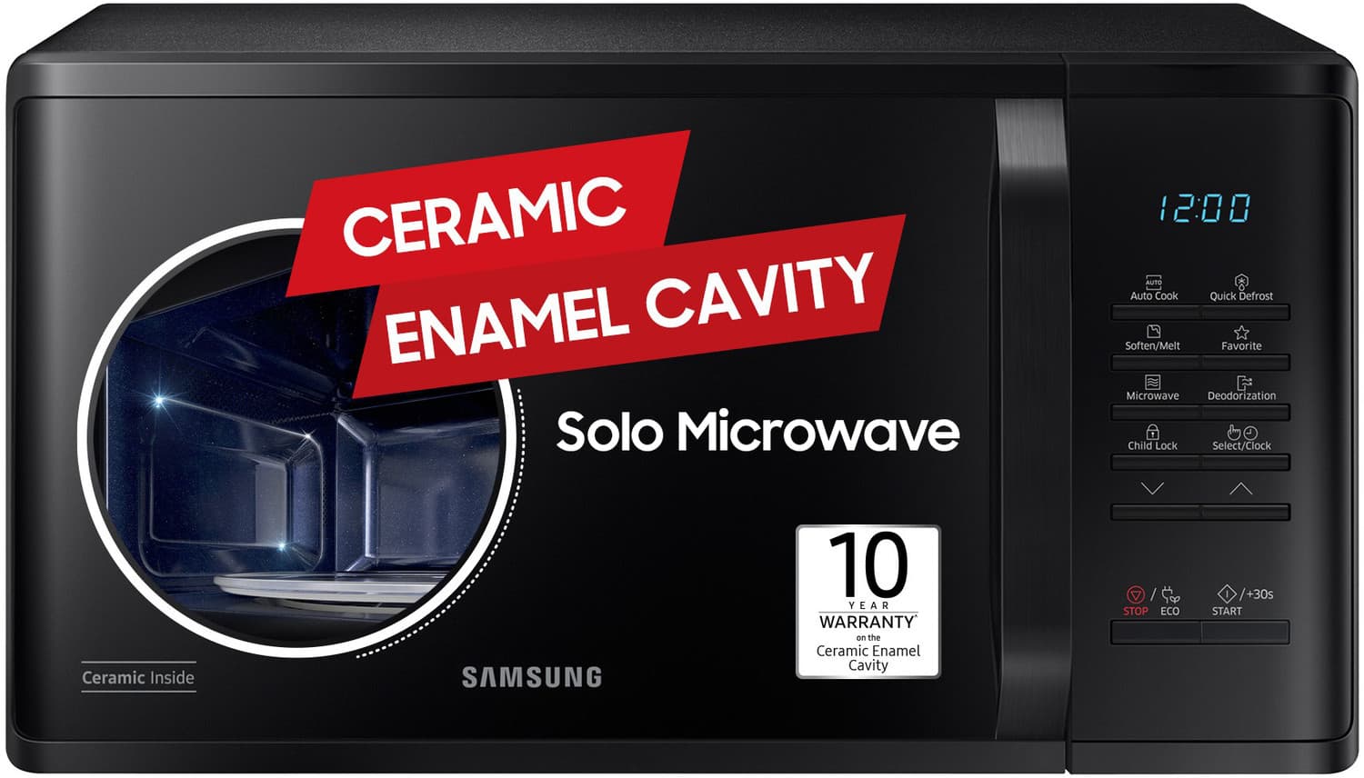 SAMSUNG 23 L Solo Microwave Oven (MS23A3513AK, BLACK)