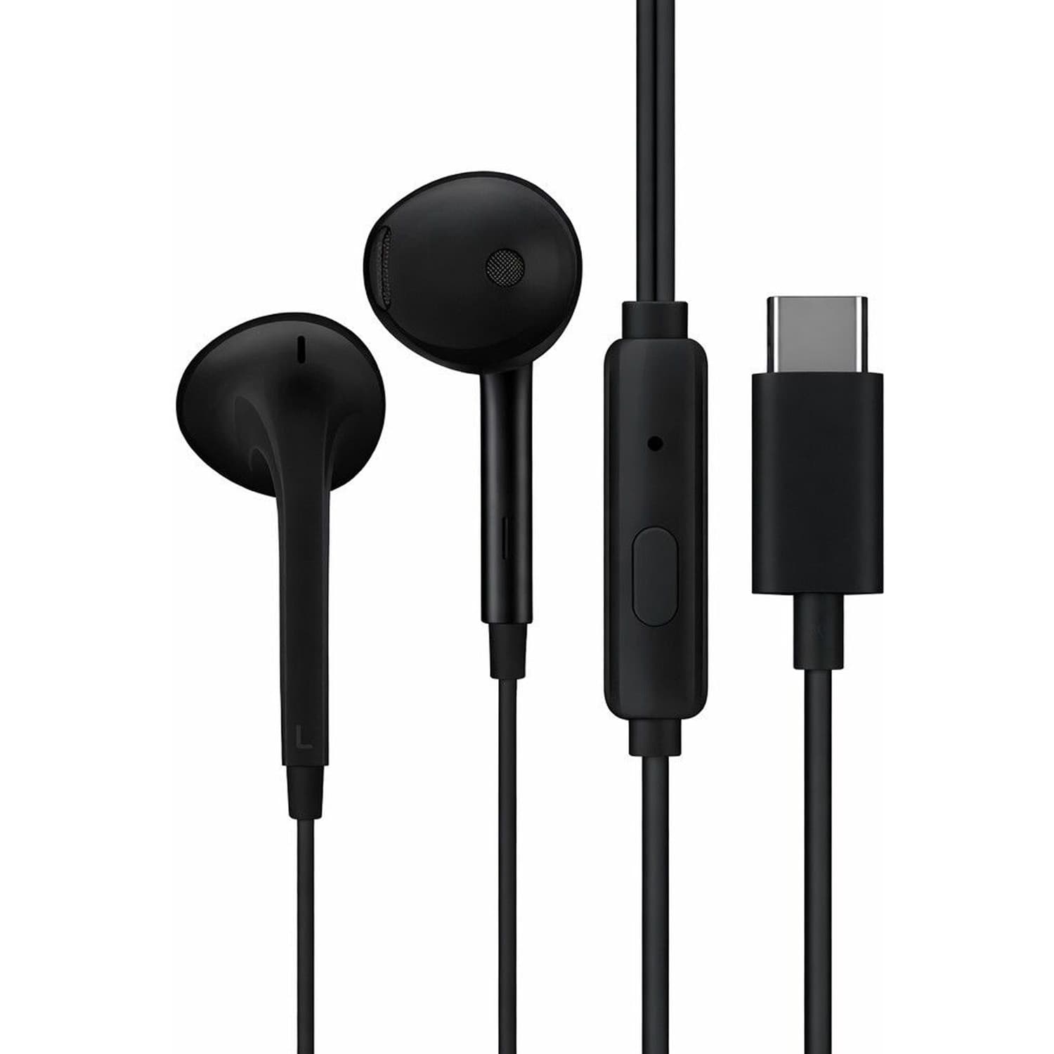 Type-C Half-in-Ear Wired Earbuds(MH136), 14.2mm Dynamic Coil Wired Headset (Black, In the Ear)